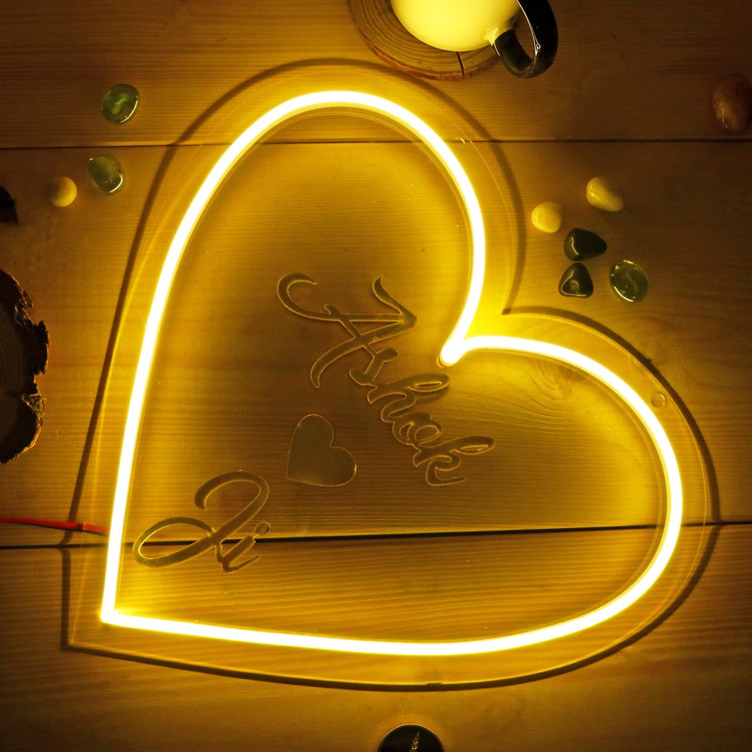 Customized Heart Neon Name Light Frames