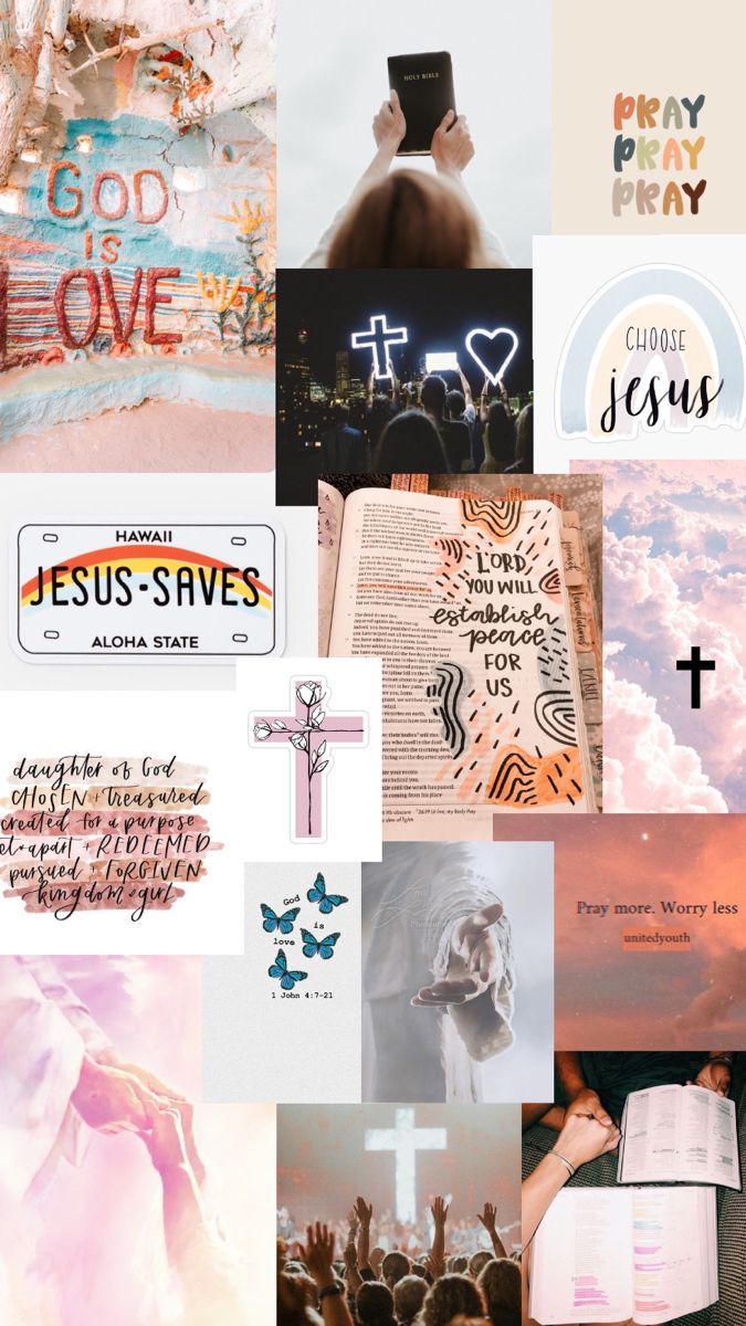 A collage of pictures with religious themes - Jesus