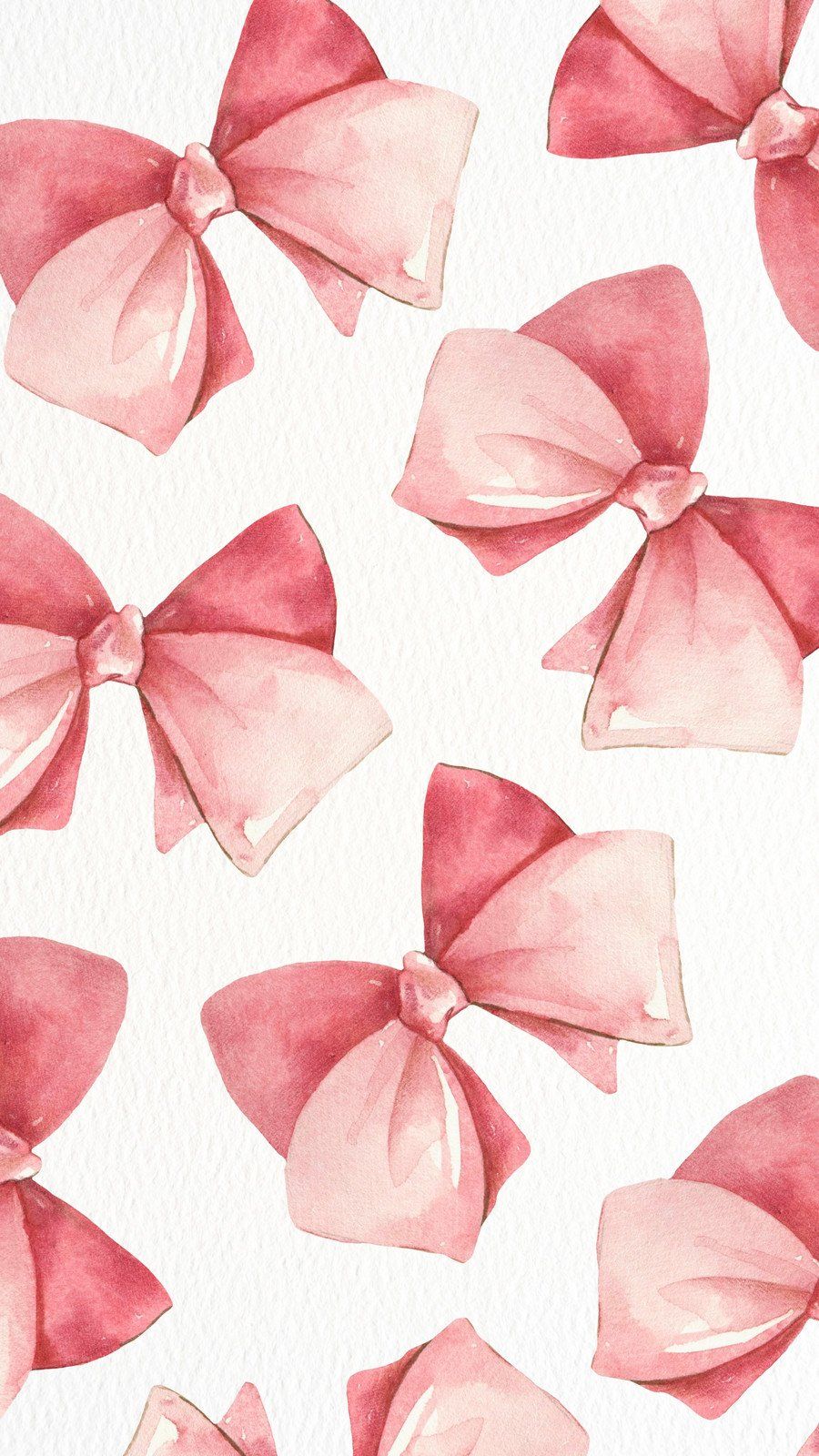 A watercolor painting of pink bows on a white background - Coquette