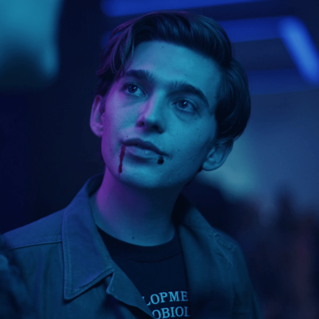 Euphoria's character with blood on his lips - Austin Abrams