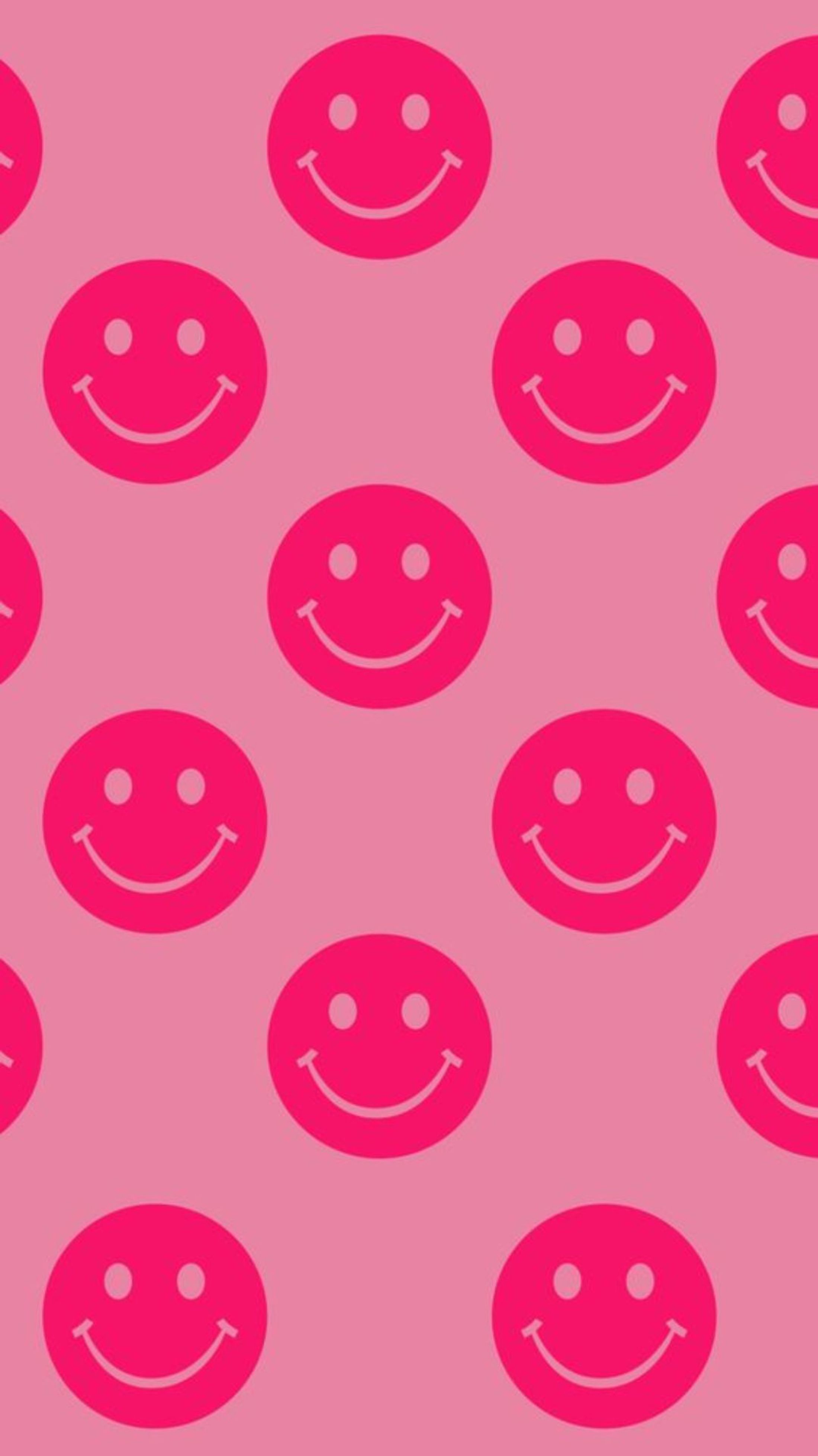 Download Preppy Pink Smiley Face Wallpaper