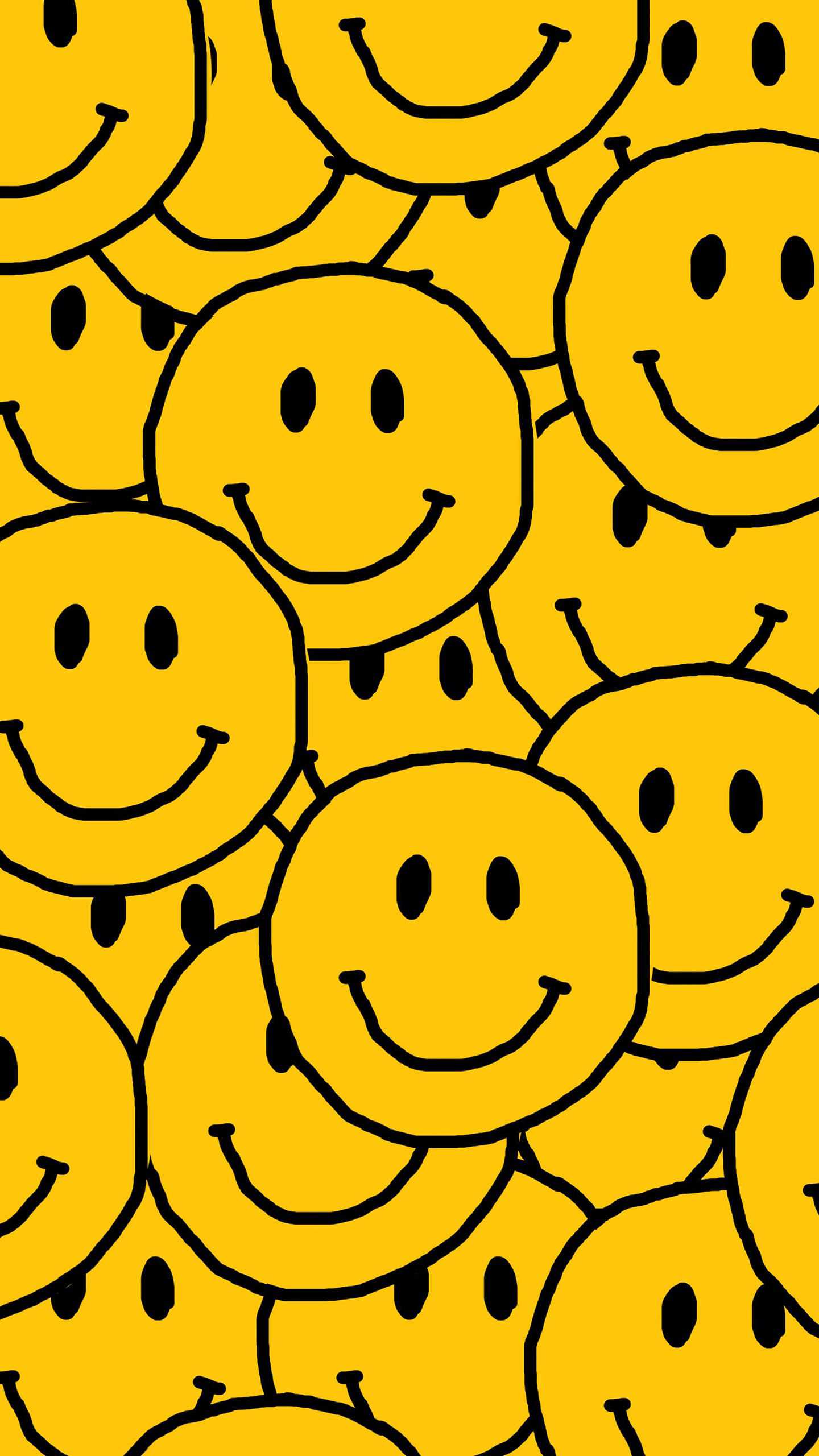 A lot of smiley faces on a yellow background - Smiley