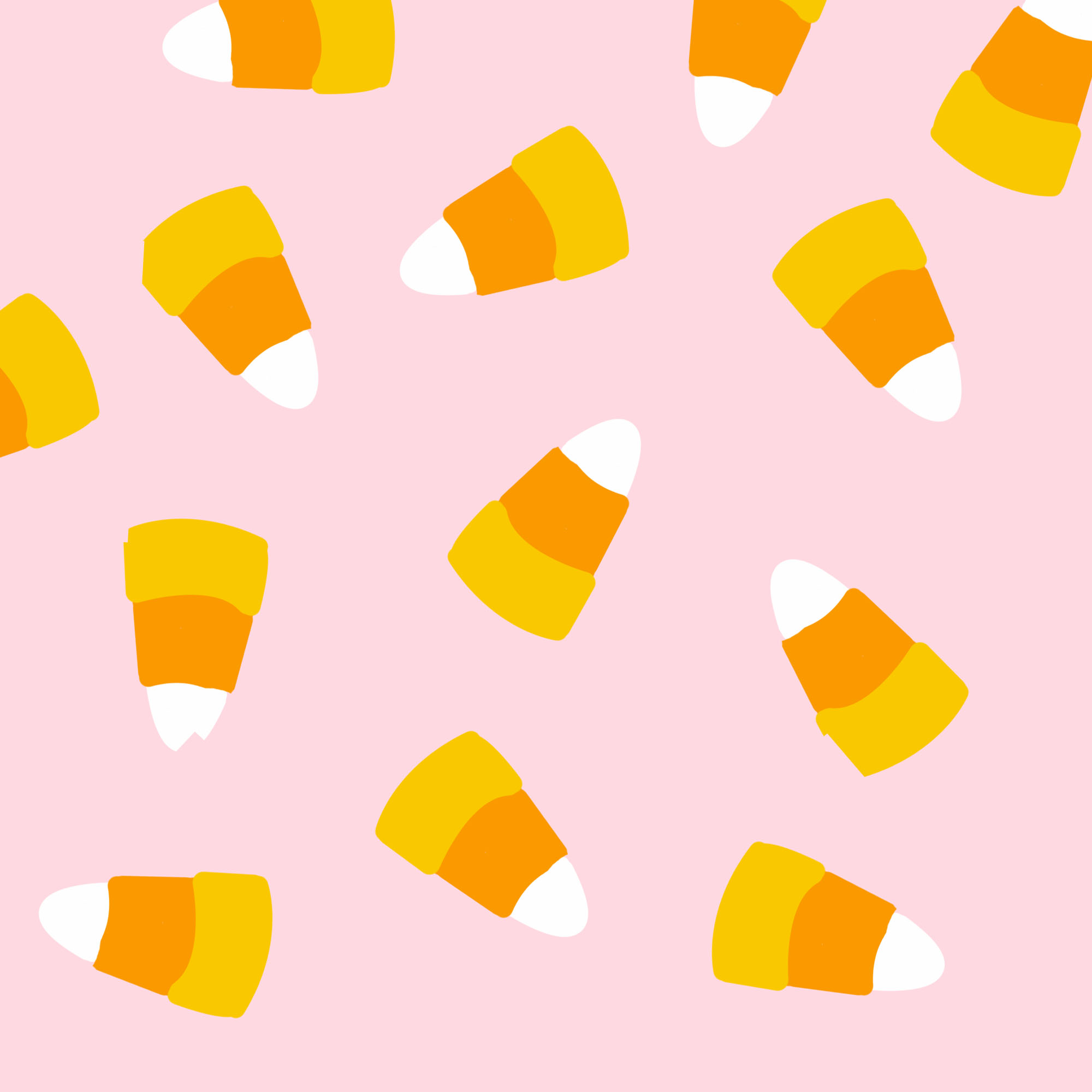 A pattern of candy corn on pink background - Candy