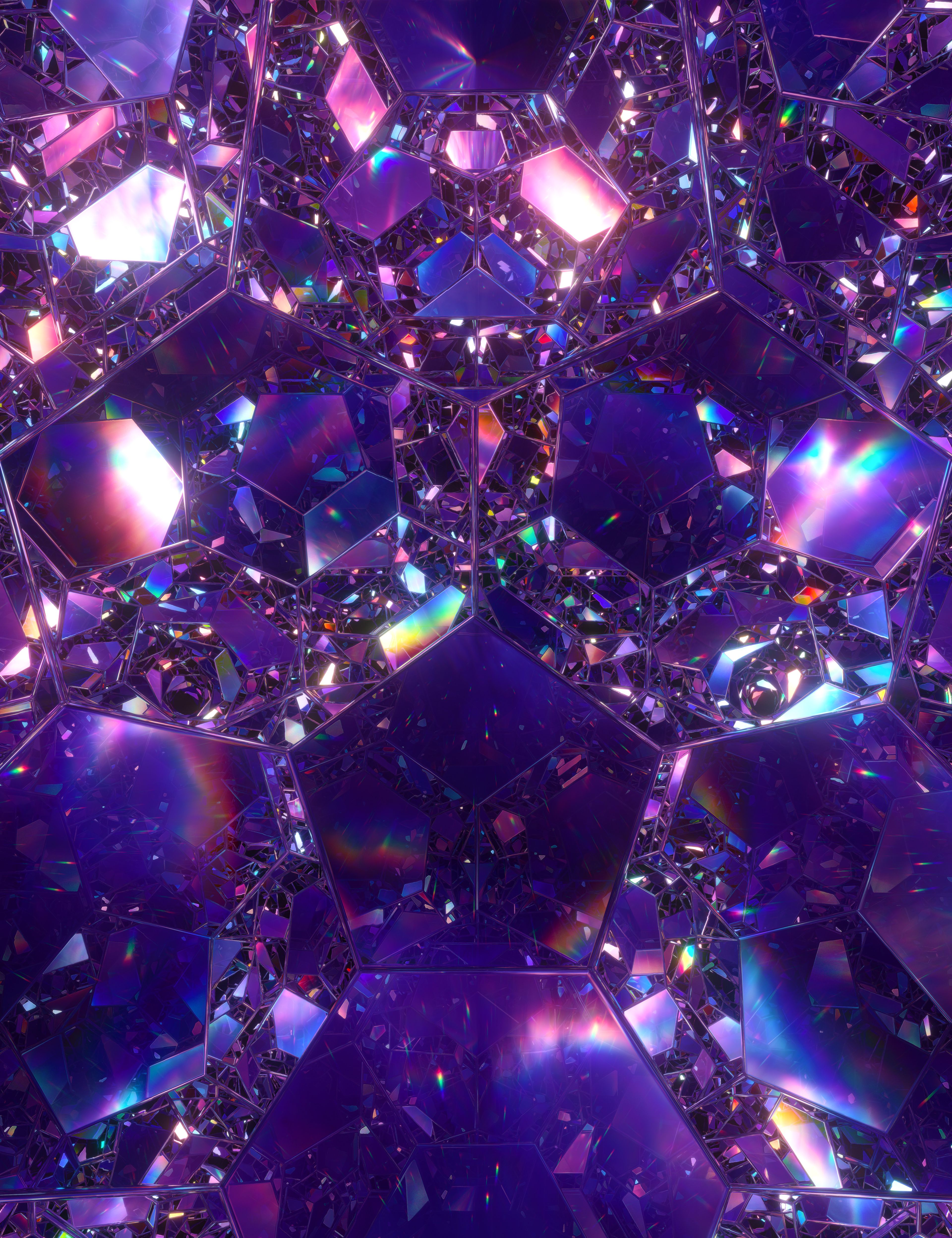Crystals Wallpaper 4K, Rainbow, Dispersion, Mirror