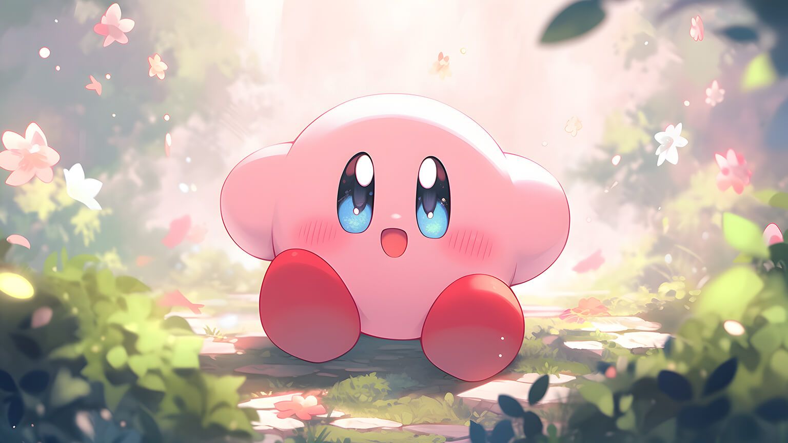 Cute Kirby Flowers Desktop Wallpaper Kirby Wallpaper 4K