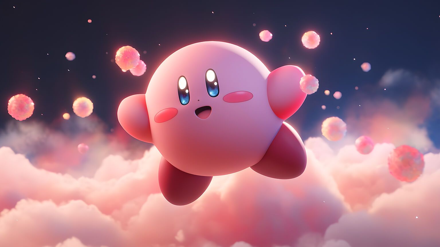 Cute Kirby & Clouds Desktop Wallpaper Wallpaper Desktop