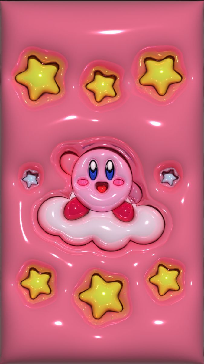 A pink version of the iconic Kirby game cover - Kirby