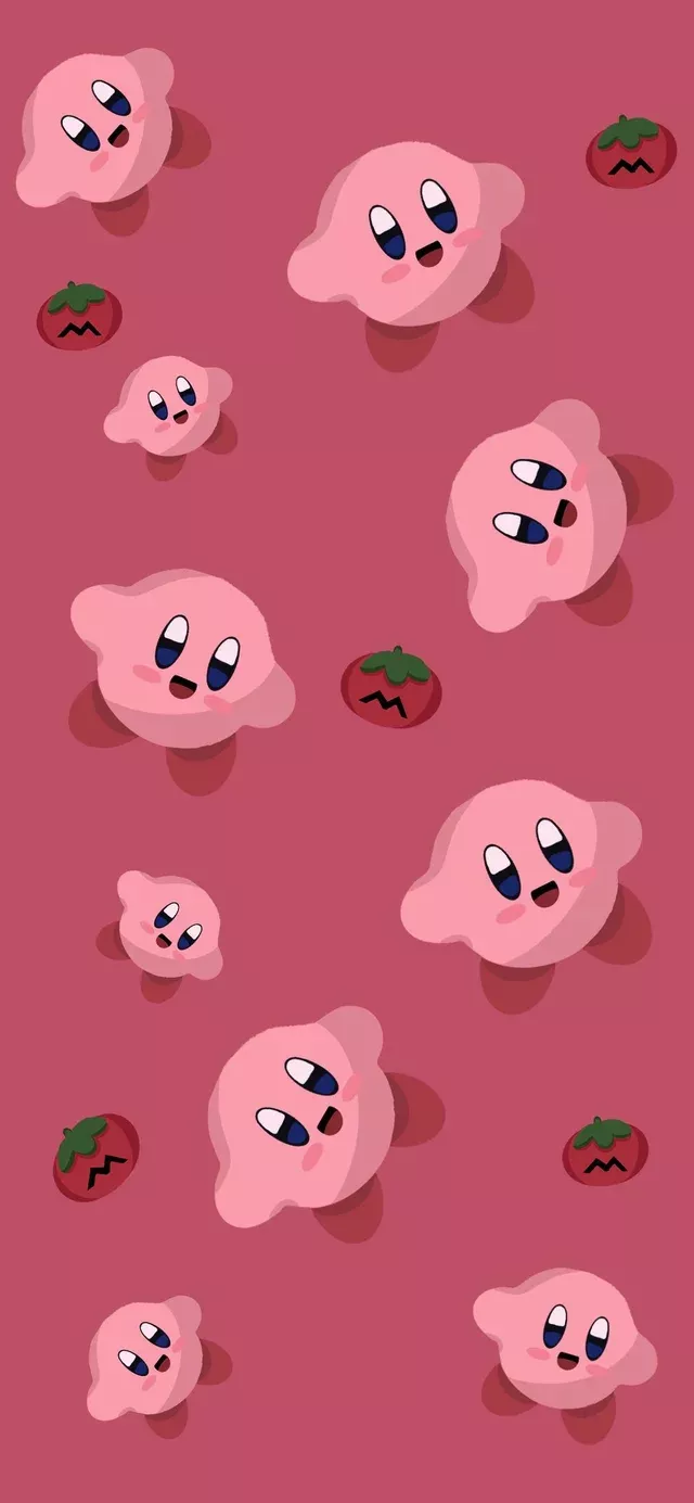 IPhone wallpaper of kirby and strawberry - Kirby