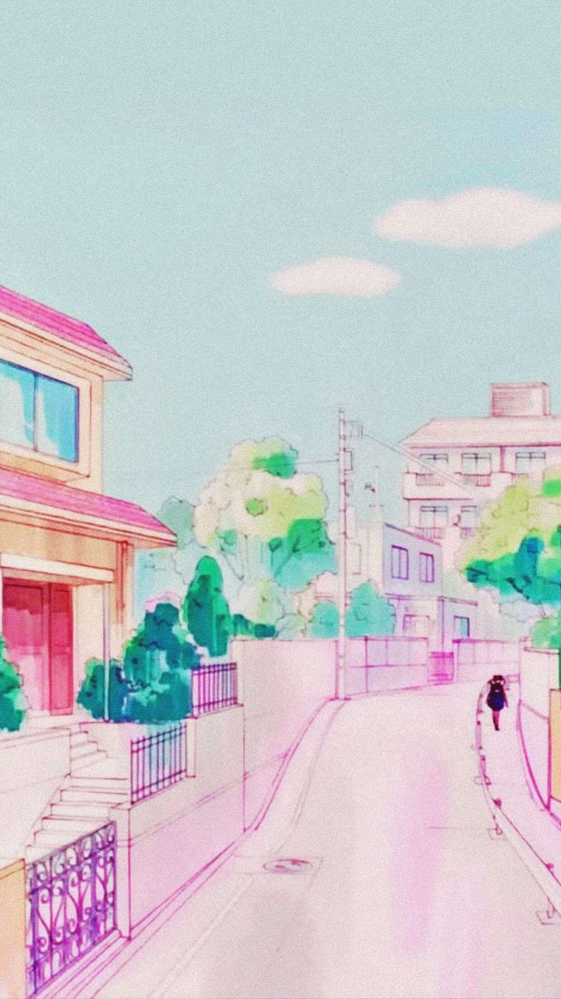 Aesthetic anime houses wallpaper for mobiles and tablets - 90s anime