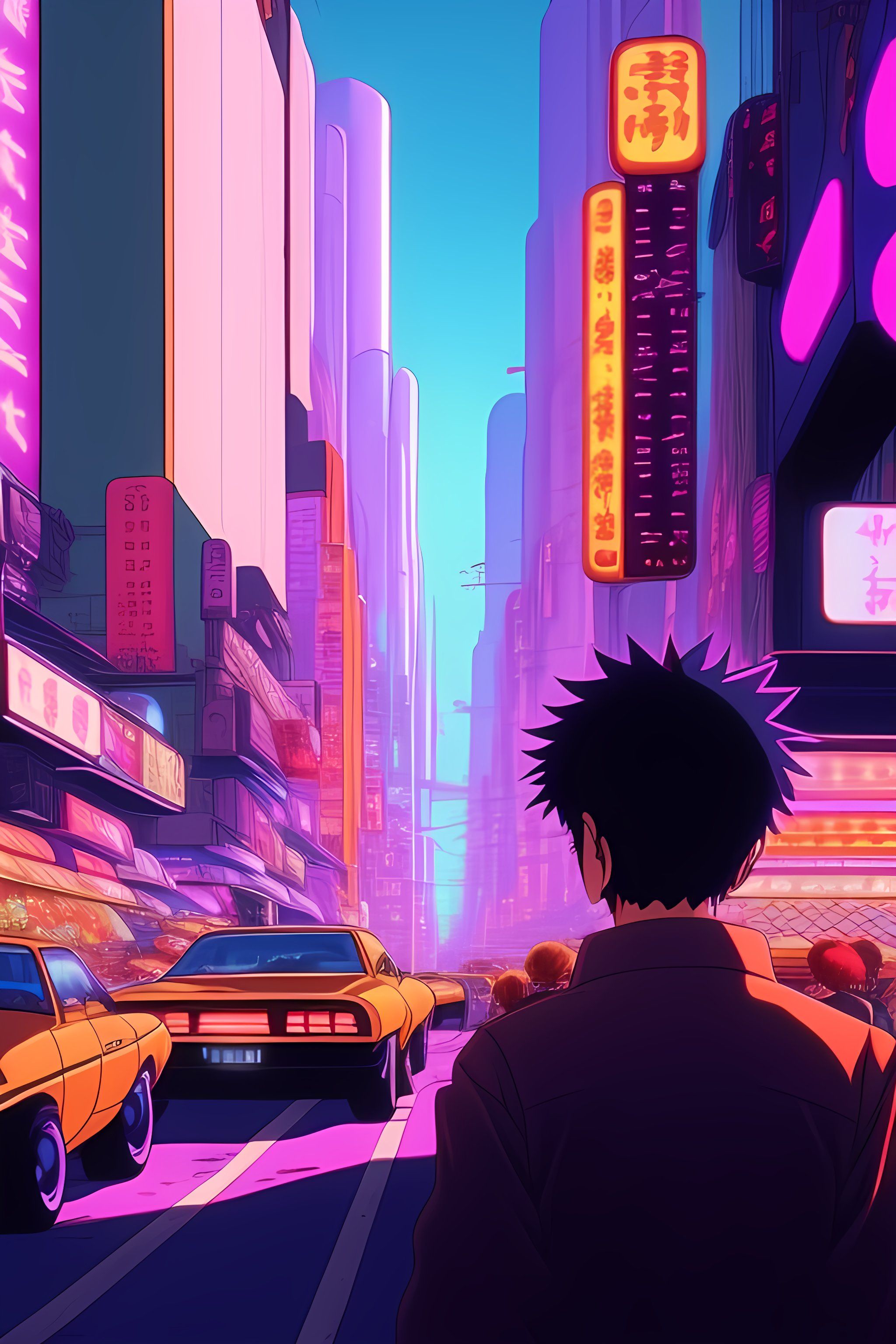 Lexica anime screenshot from Akira, 90's anime aesthetic. Incredibly detailed cinematic shot. Neo tokyo. Crowded city. Neon lights