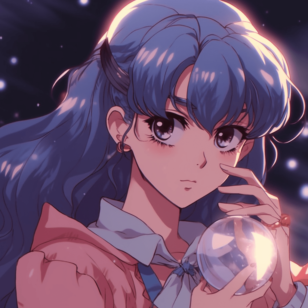 An anime girl holding a crystal ball - 90s anime