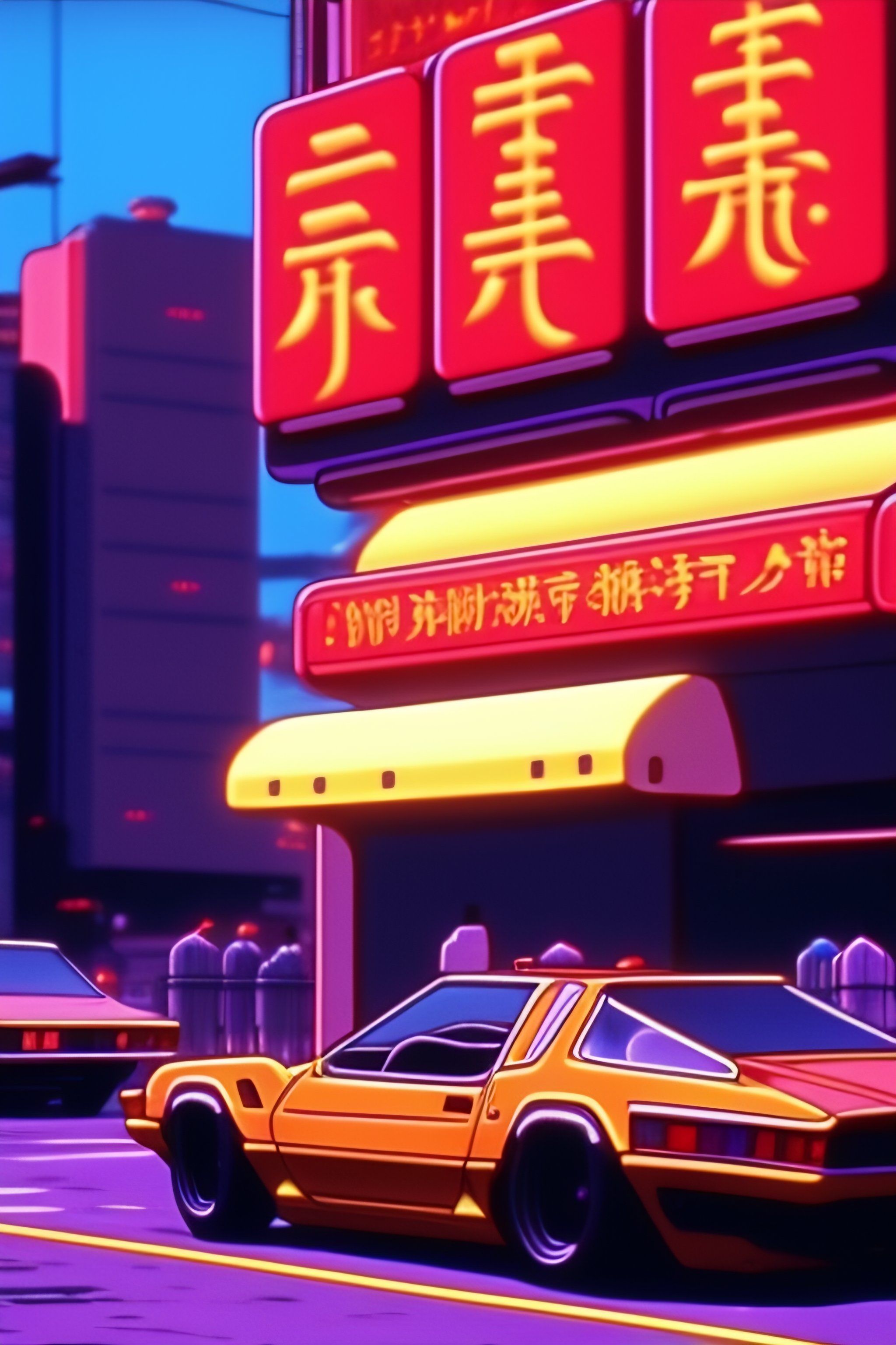 Lexica anime screenshot from Akira, 90's anime aesthetic. Incredibly detailed cinematic shot. Neo Tokyo. Crowded city. Neon lights