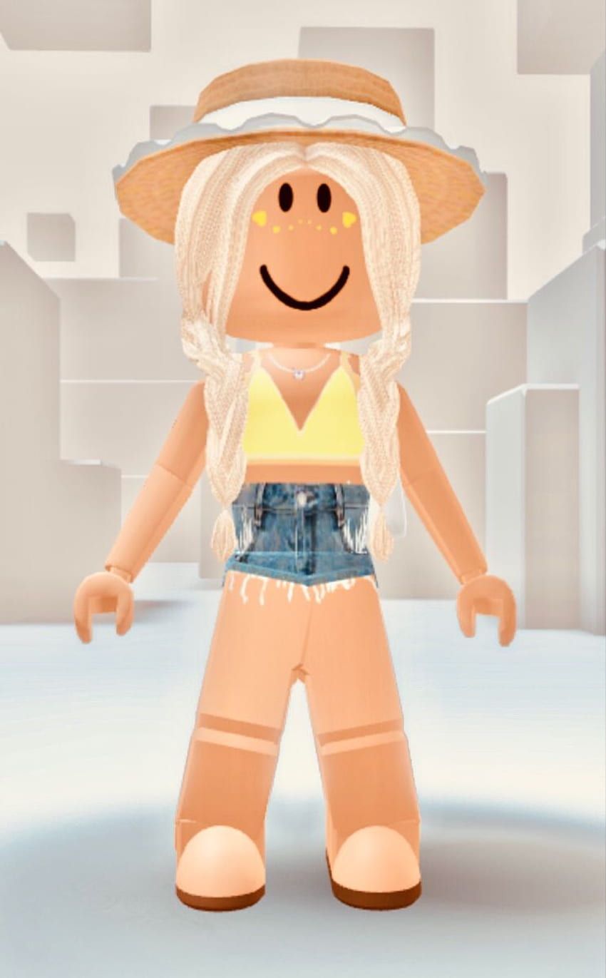 Roblox character with blonde hair and a hat - Roblox