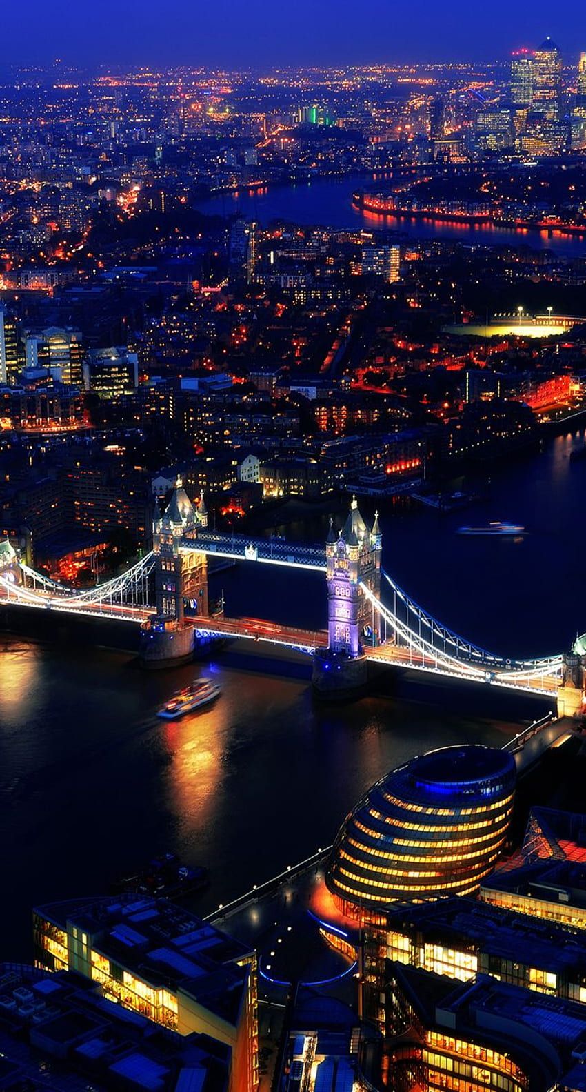 A night time view of the Tower Bridge in London - London