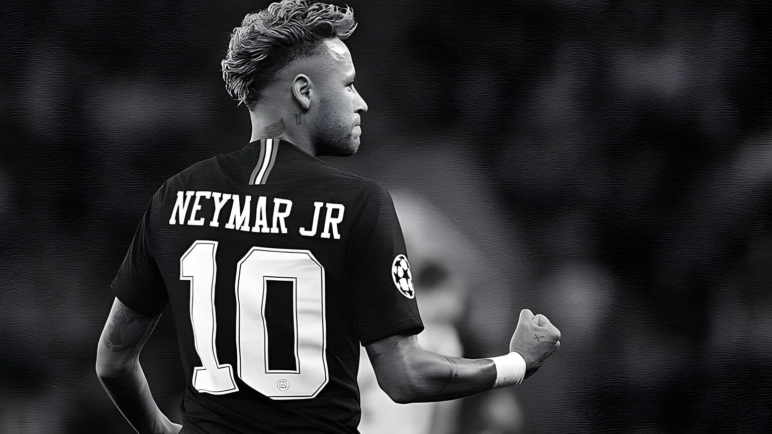 Neymar PSG Black & White Desktop Wallpaper