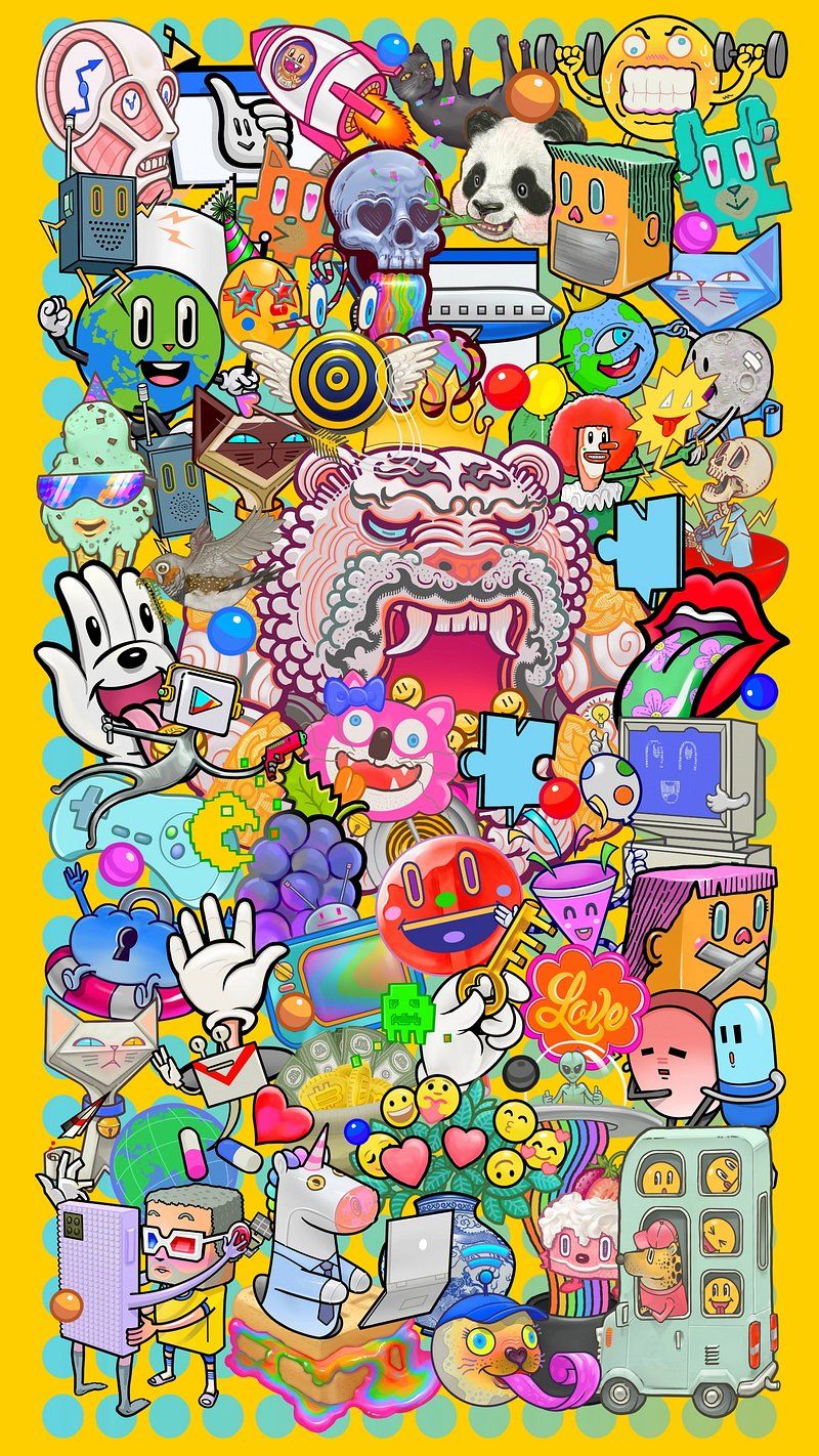 A poster with a lot of cartoon characters on it - Graffiti