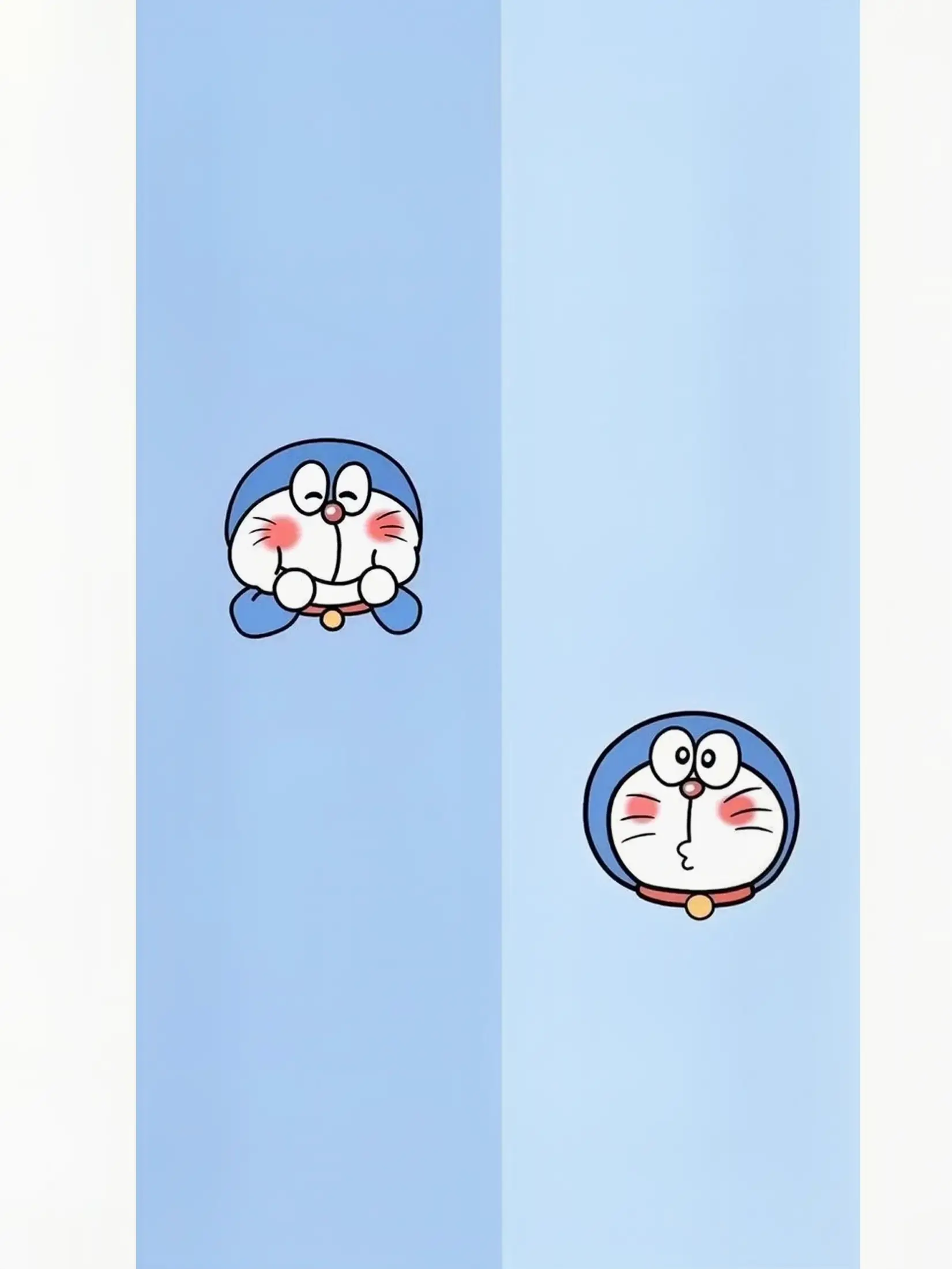 Two cartoon images of Doraemon on a blue background - Doraemon