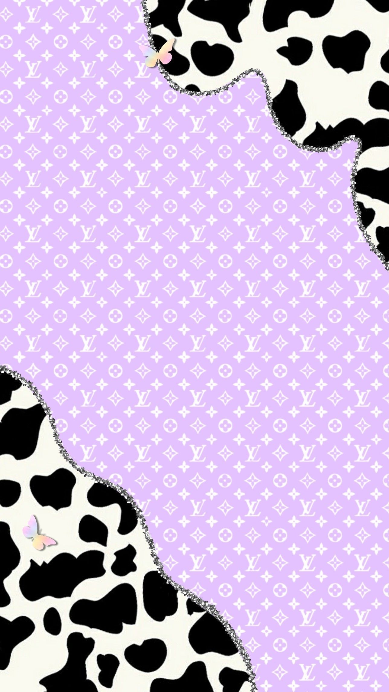 Girly purple background with cow print and torn edges - Cow, Louis Vuitton