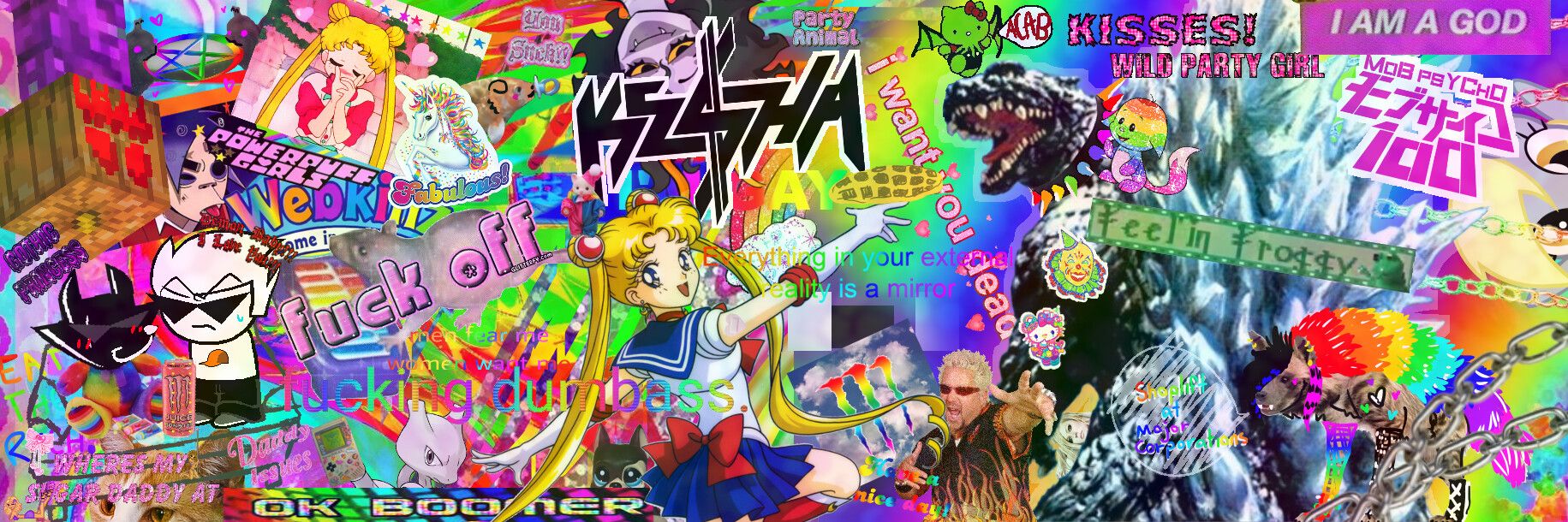 A colorful collage of anime characters and text - Webcore