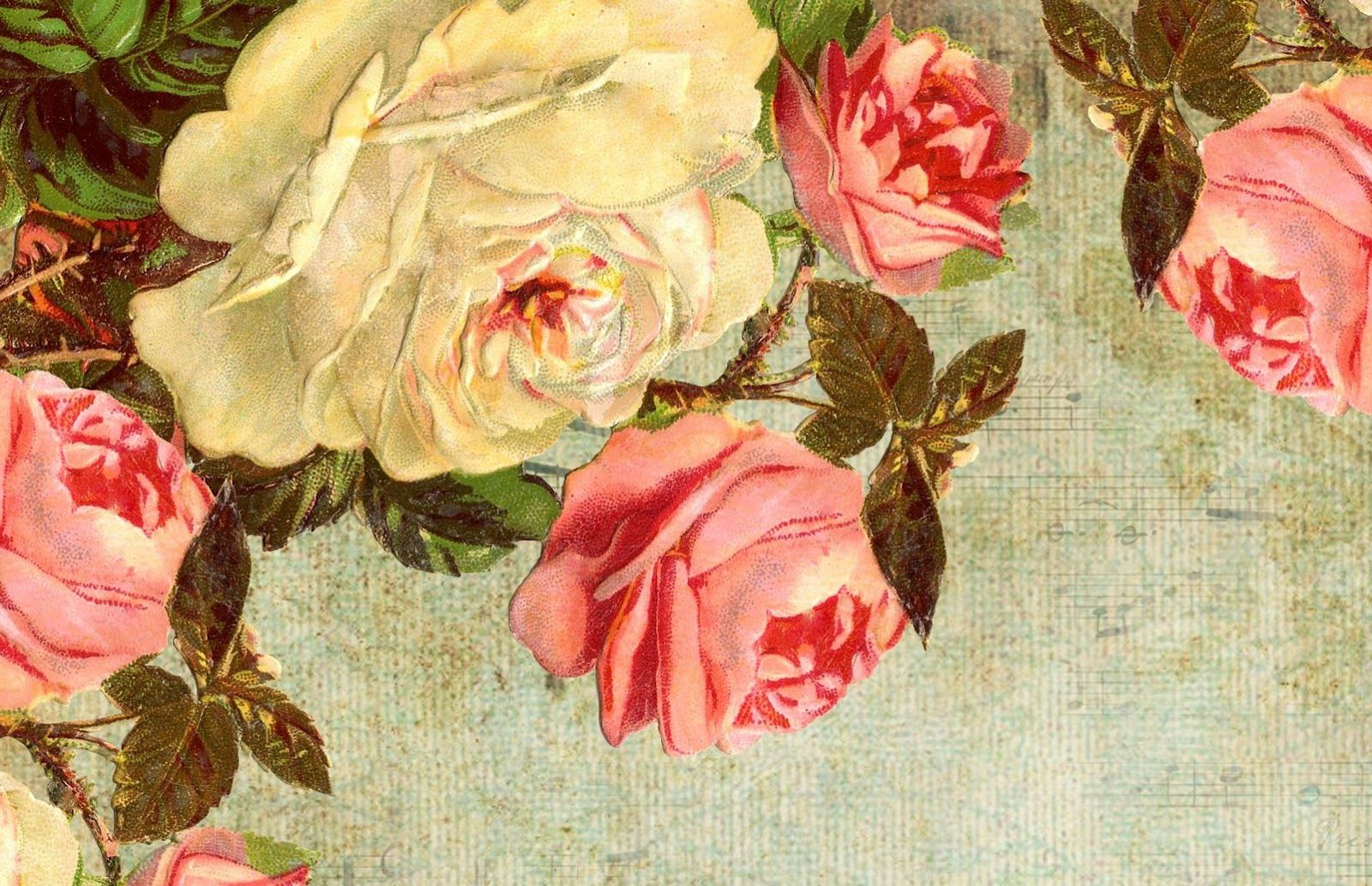 A vintage wallpaper with roses - Victorian