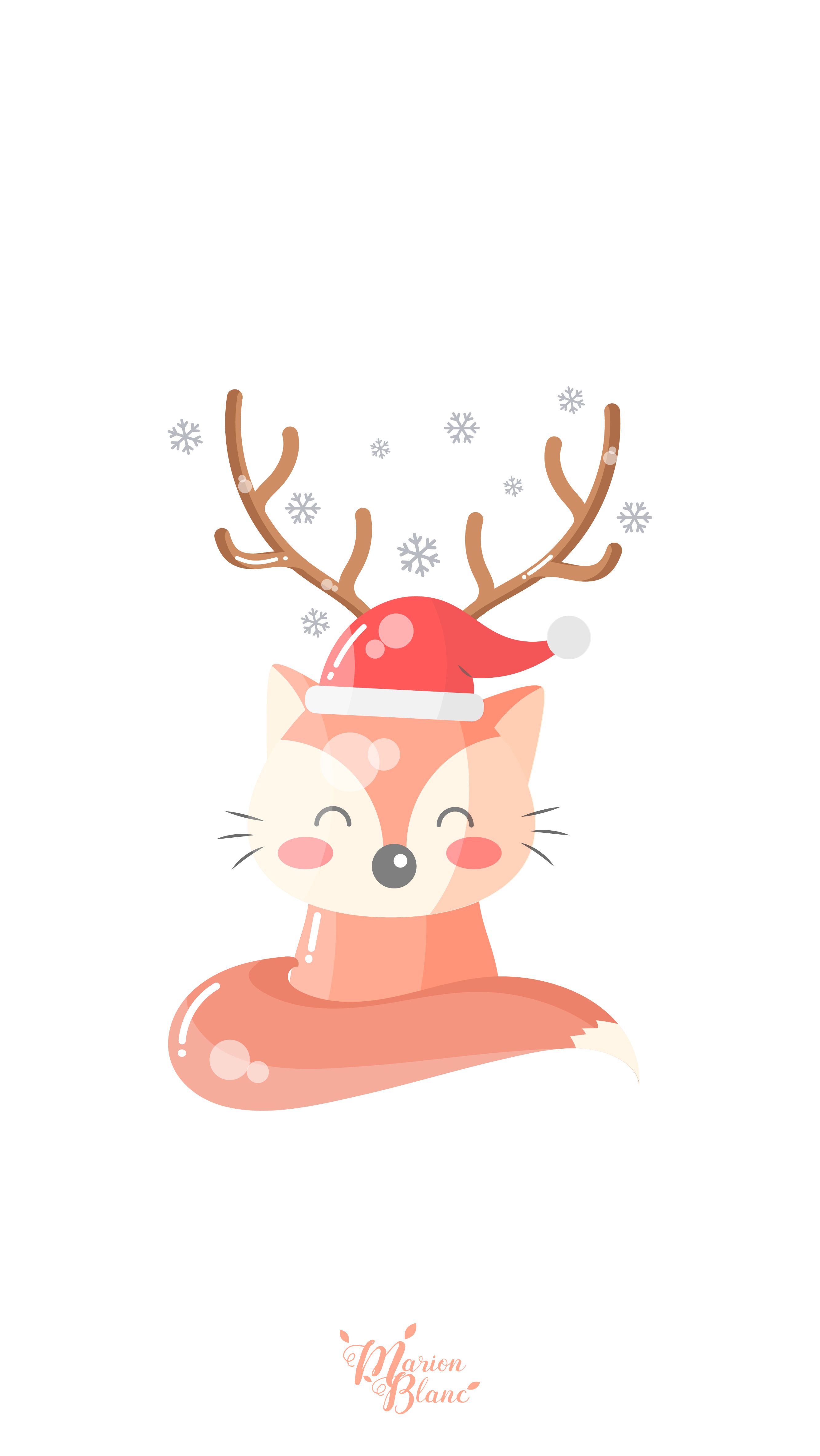 A fox with antlers and a Santa hat. - Fox