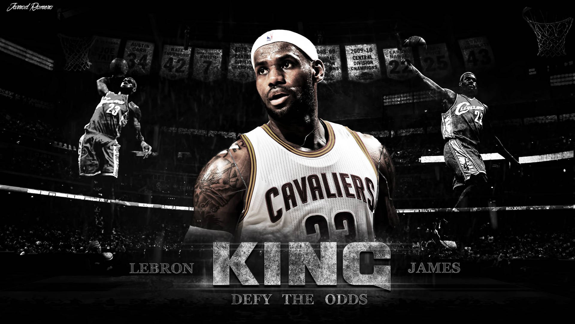 Lebron James Cleveland Cavaliers wallpaper with the King in black and white - Lebron James