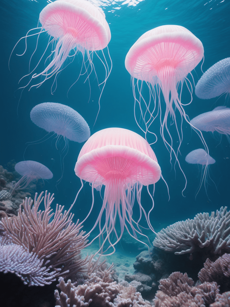 neon jellyfish swimming