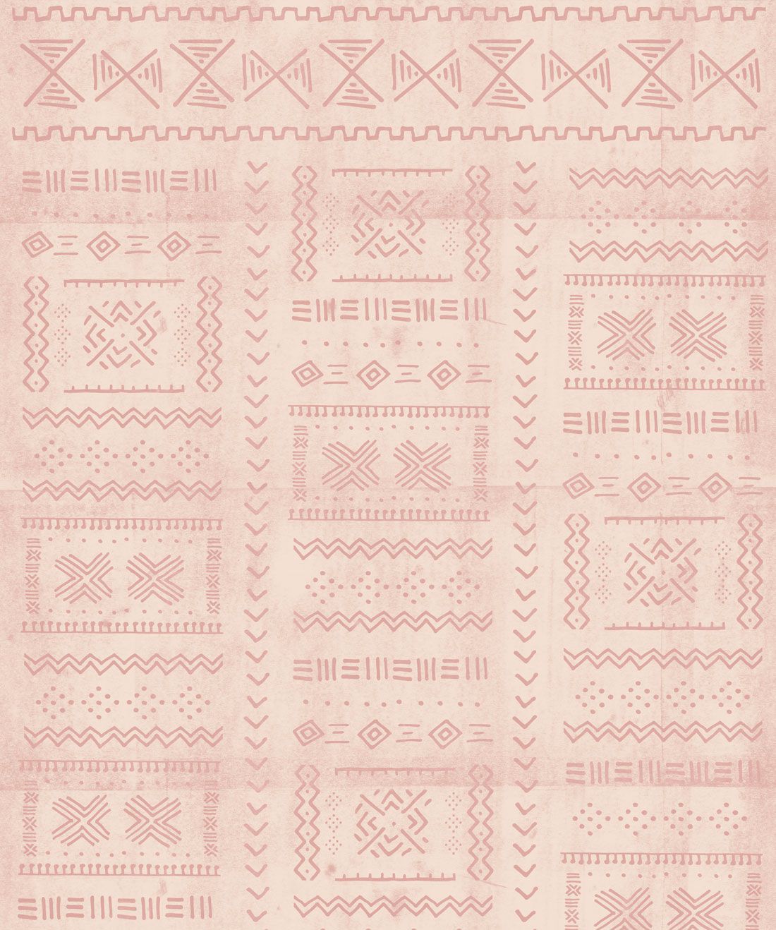A soft pink mudcloth wallpaper with geometric shapes - Blush