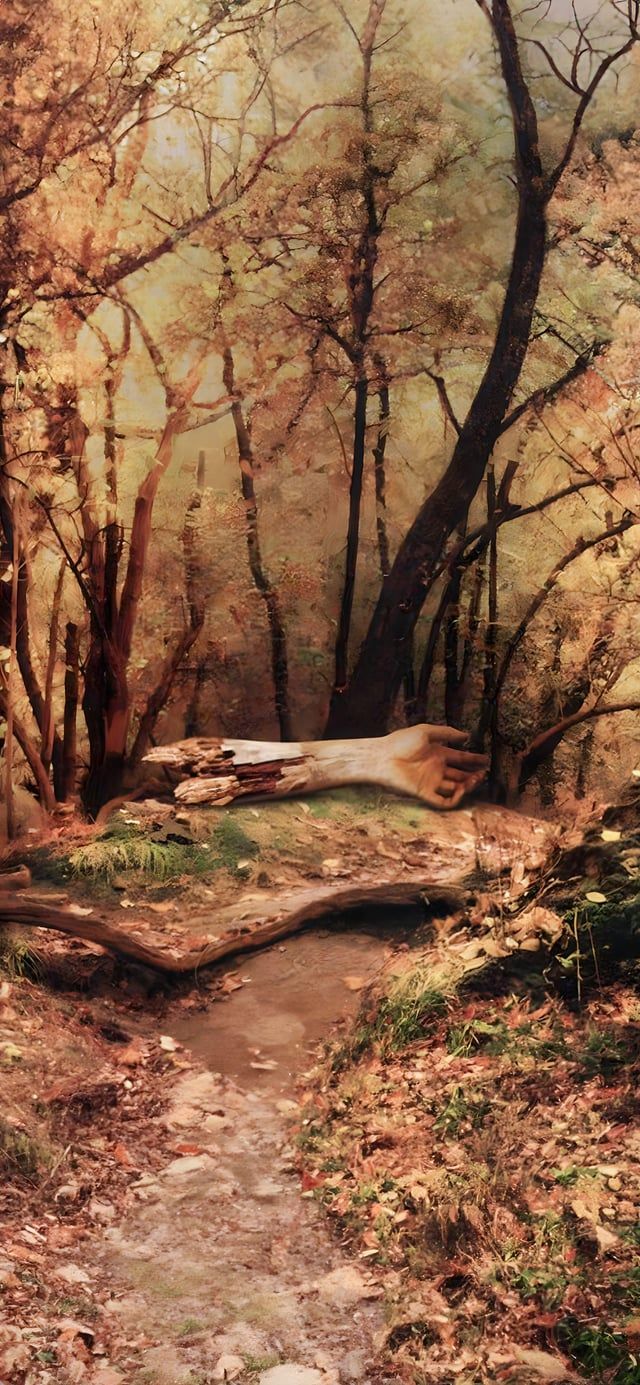 An oil painting of a path through a forest - Forest