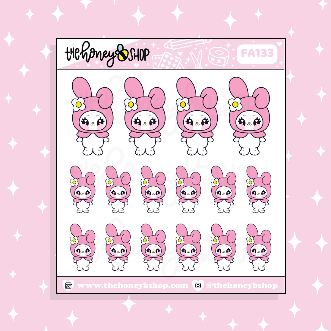 Melody stickers, kawaii stickers, planner stickers, my melody stickers, pink stickers, cartoon stickers, cute stickers, sticker sheet, the honey shop - My Melody