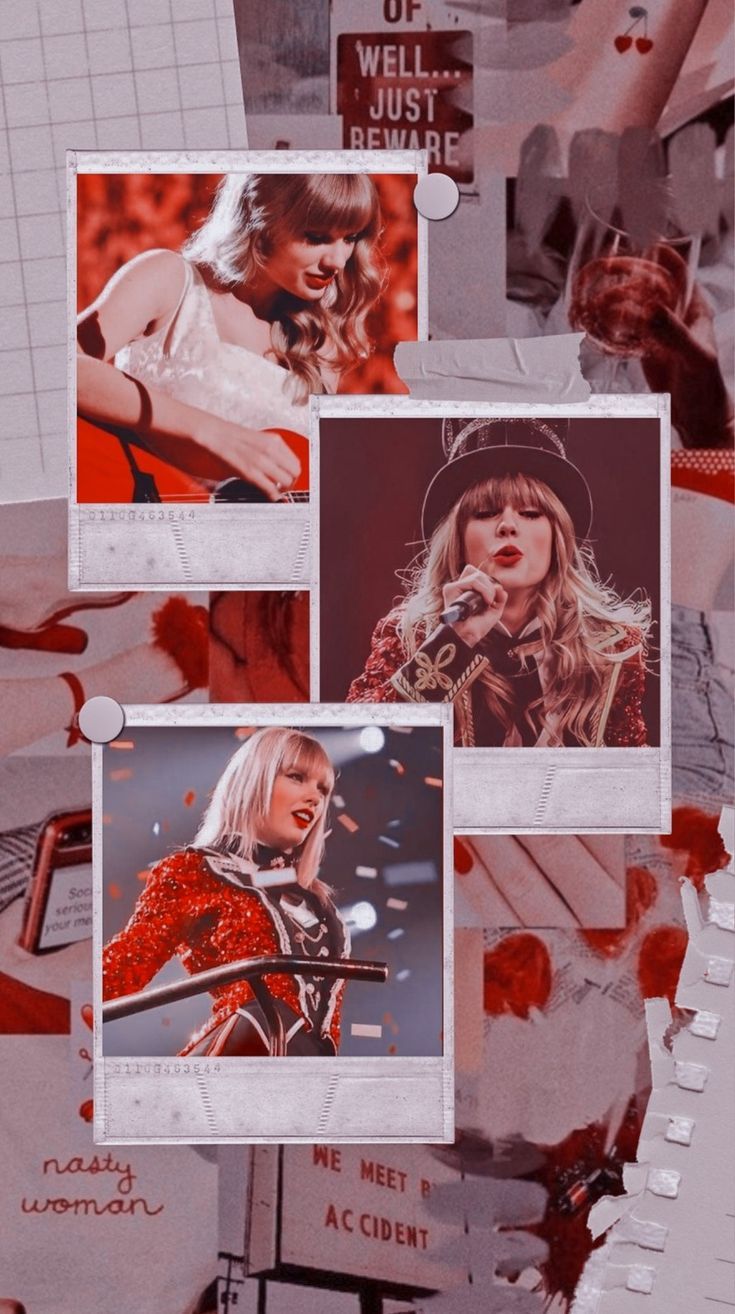 Taylor Swift red collage wallpaper
