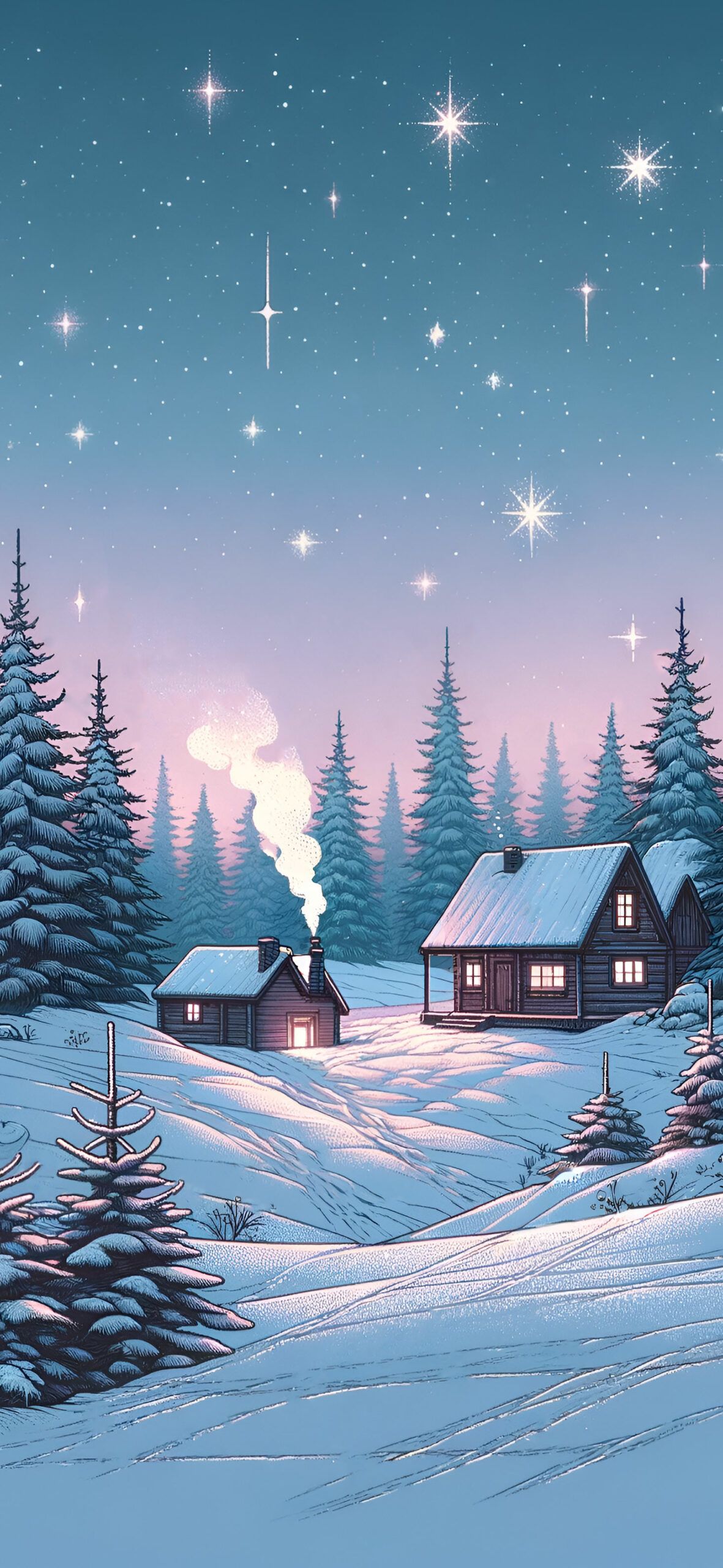 Cute Winter Homes Cozy Wallpaper
