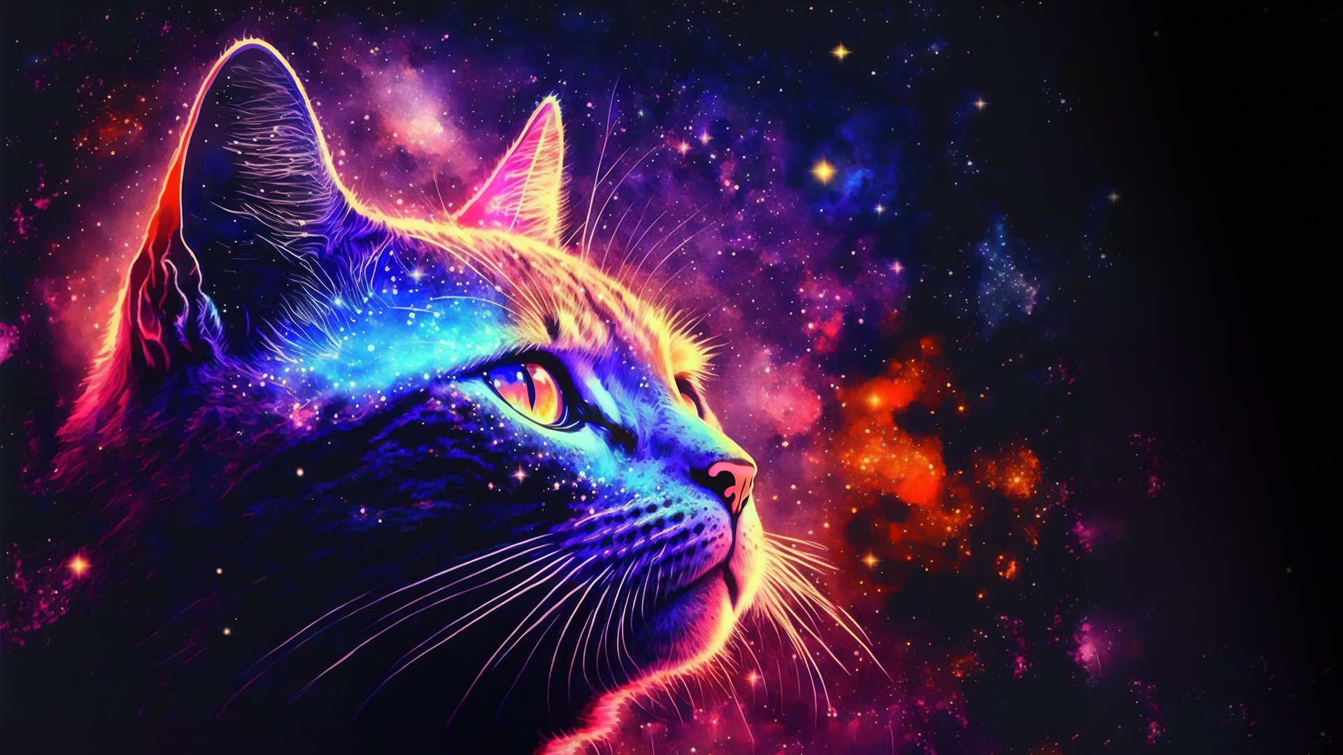 Colorful Space Cat Wallpaper
