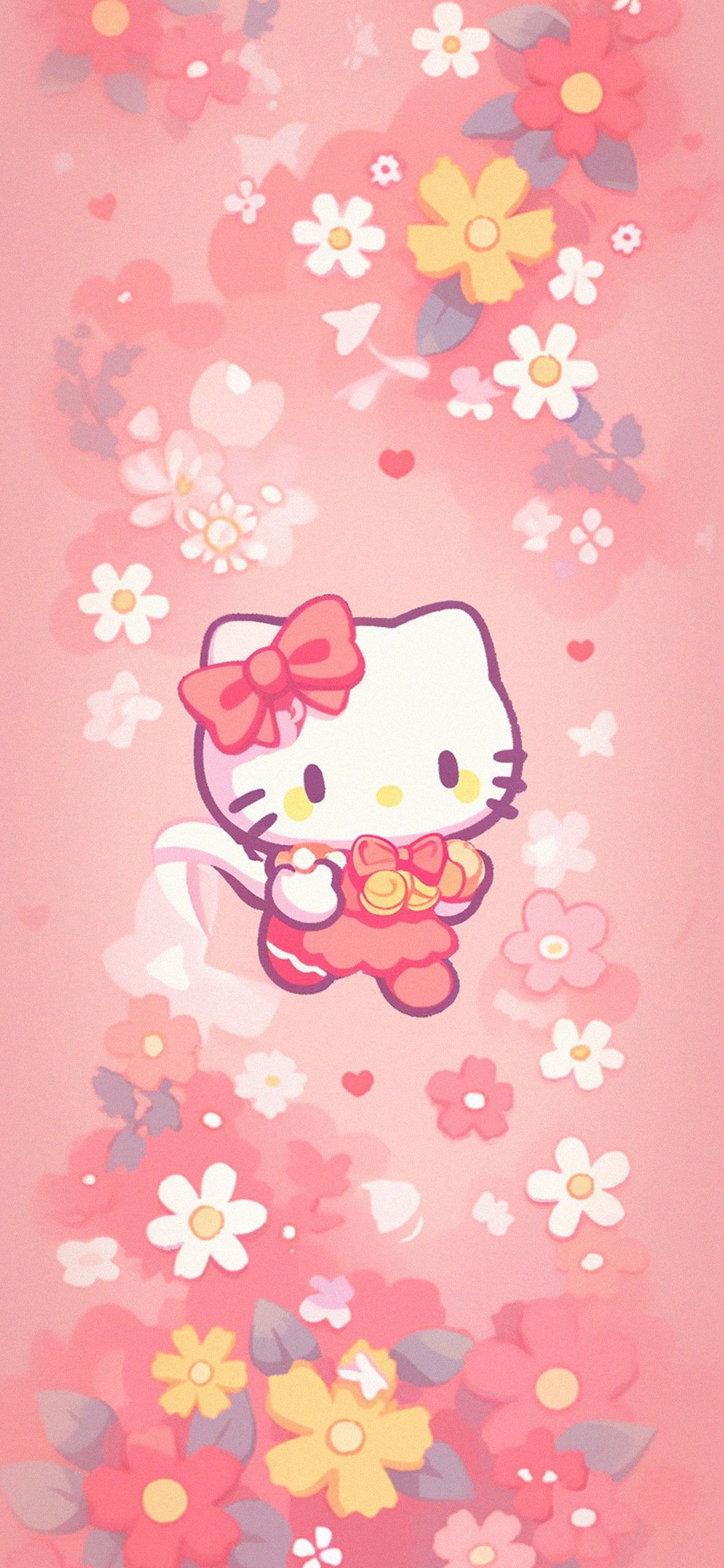 Hello Kitty & Flowers Pastel Wallpaper