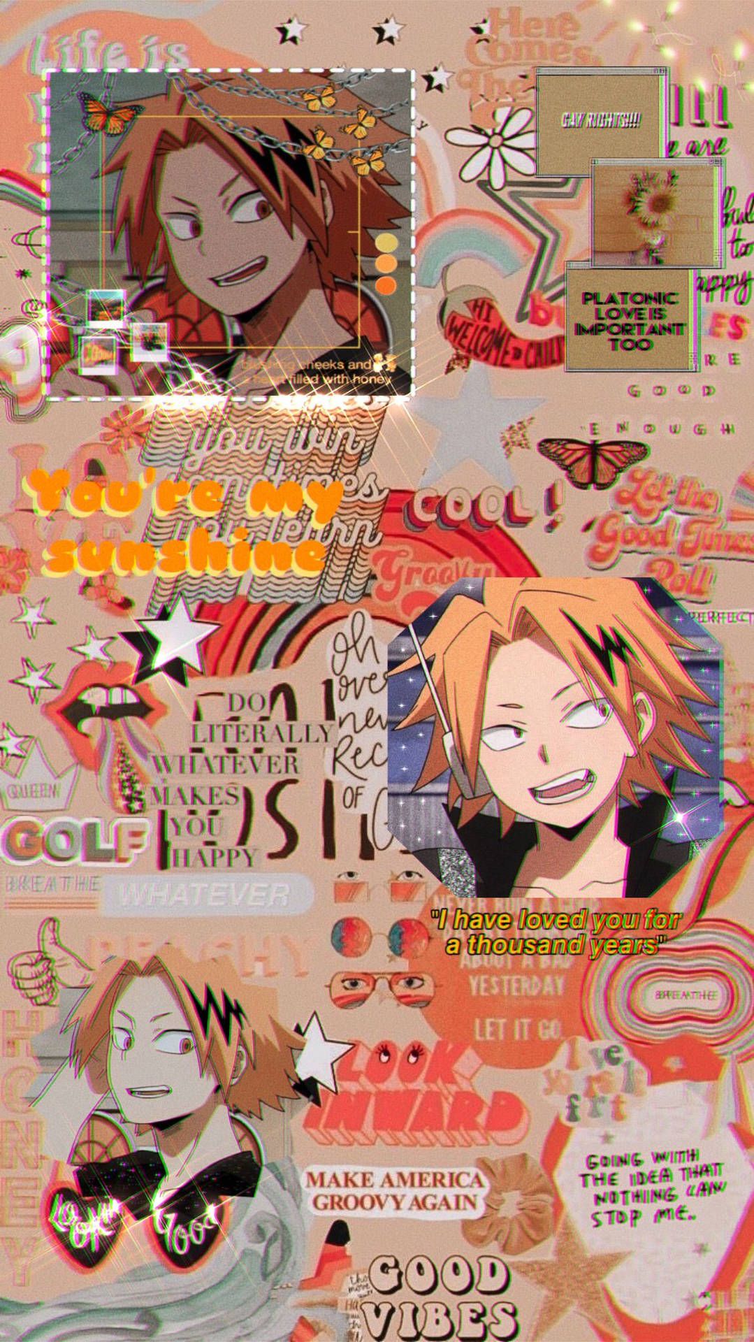 Cute Denki Orange Collage Wallpaper