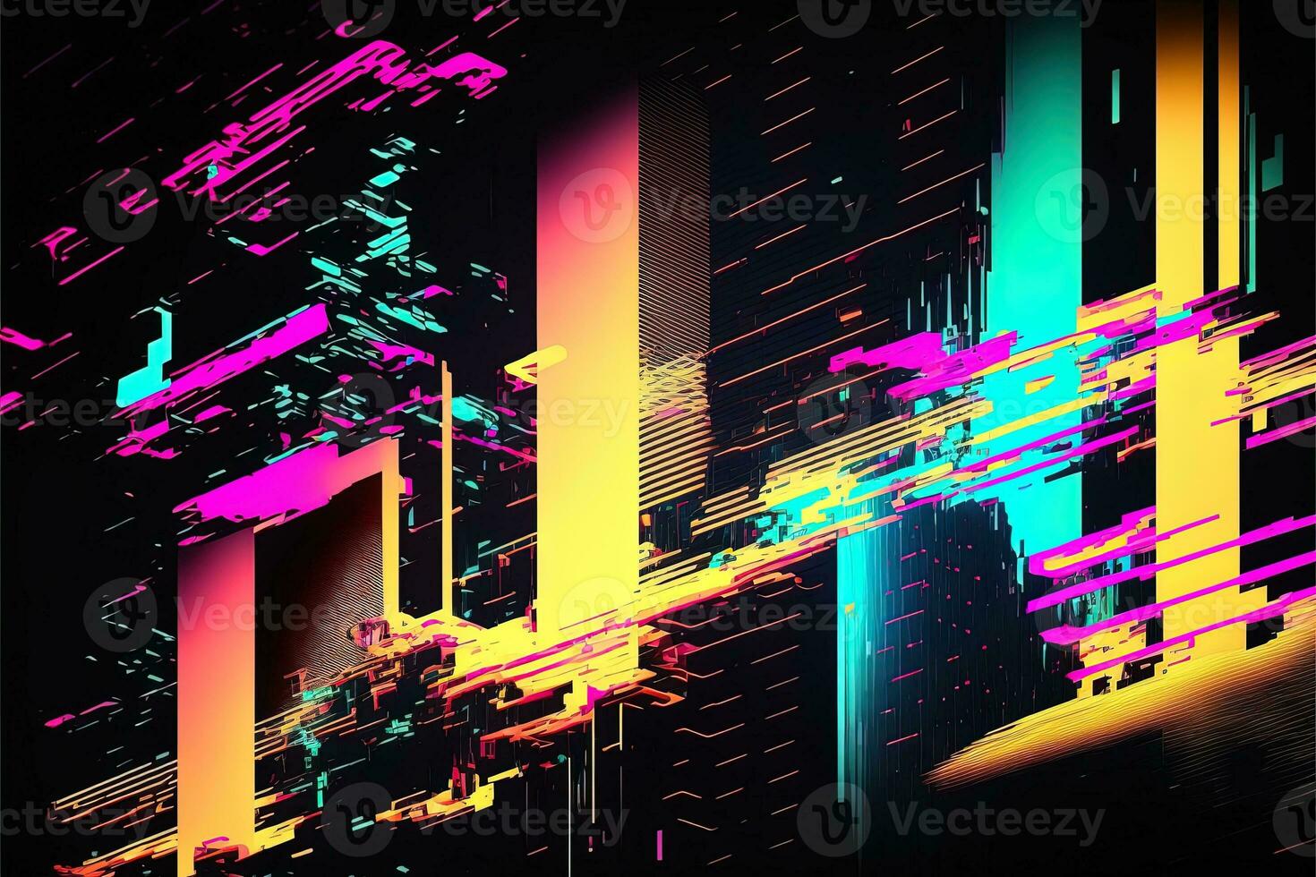 Abstract colorful lines on a dark background photo - Cyberpunk