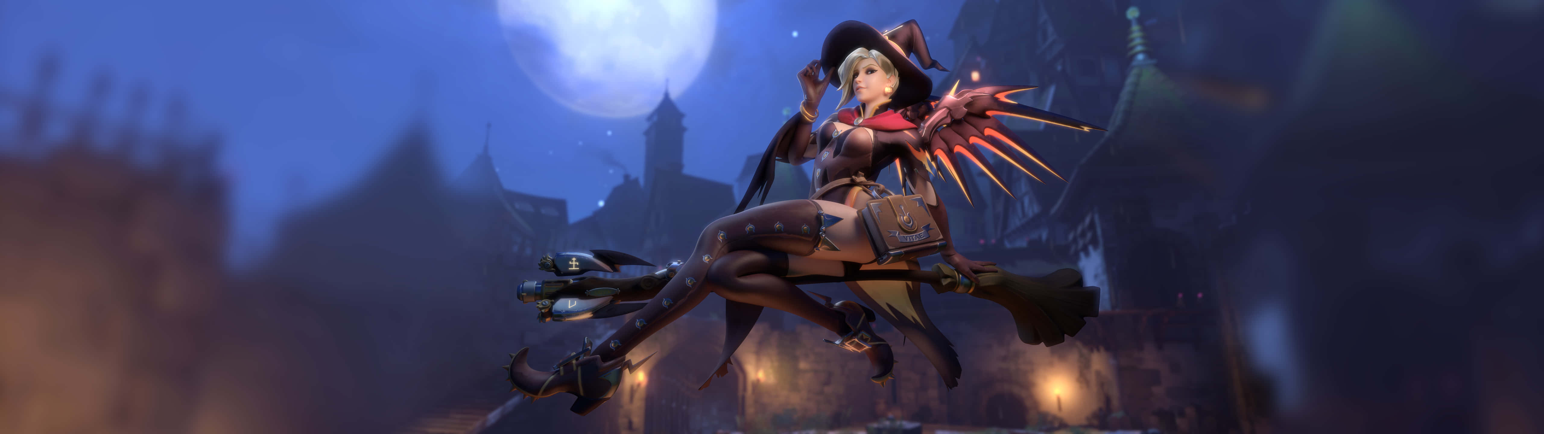 Witch Mercy is a new Halloween skin for Overwatch. - 5120x1440