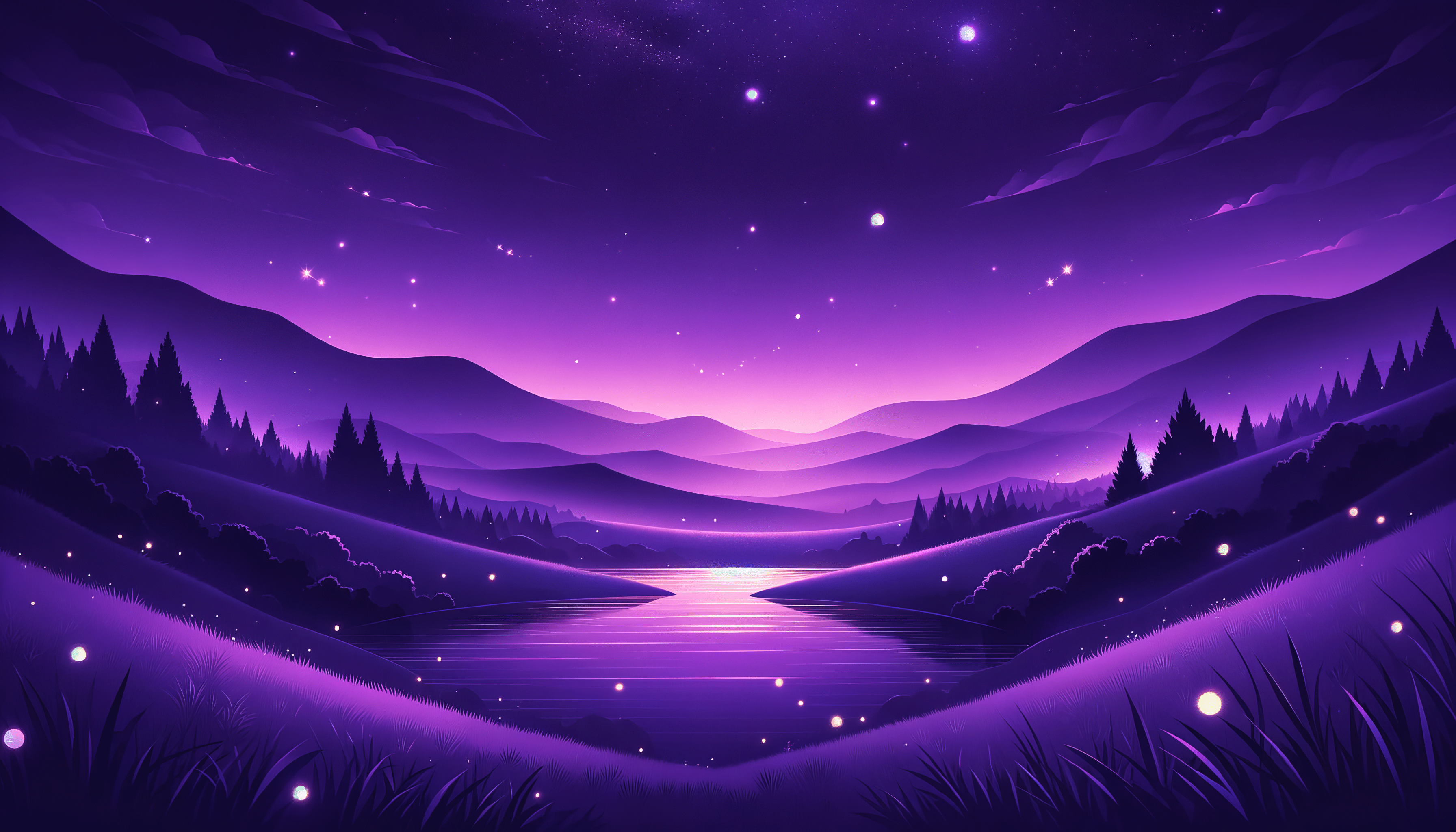 Purple Twilight Dreamscape HD Wallpaper
