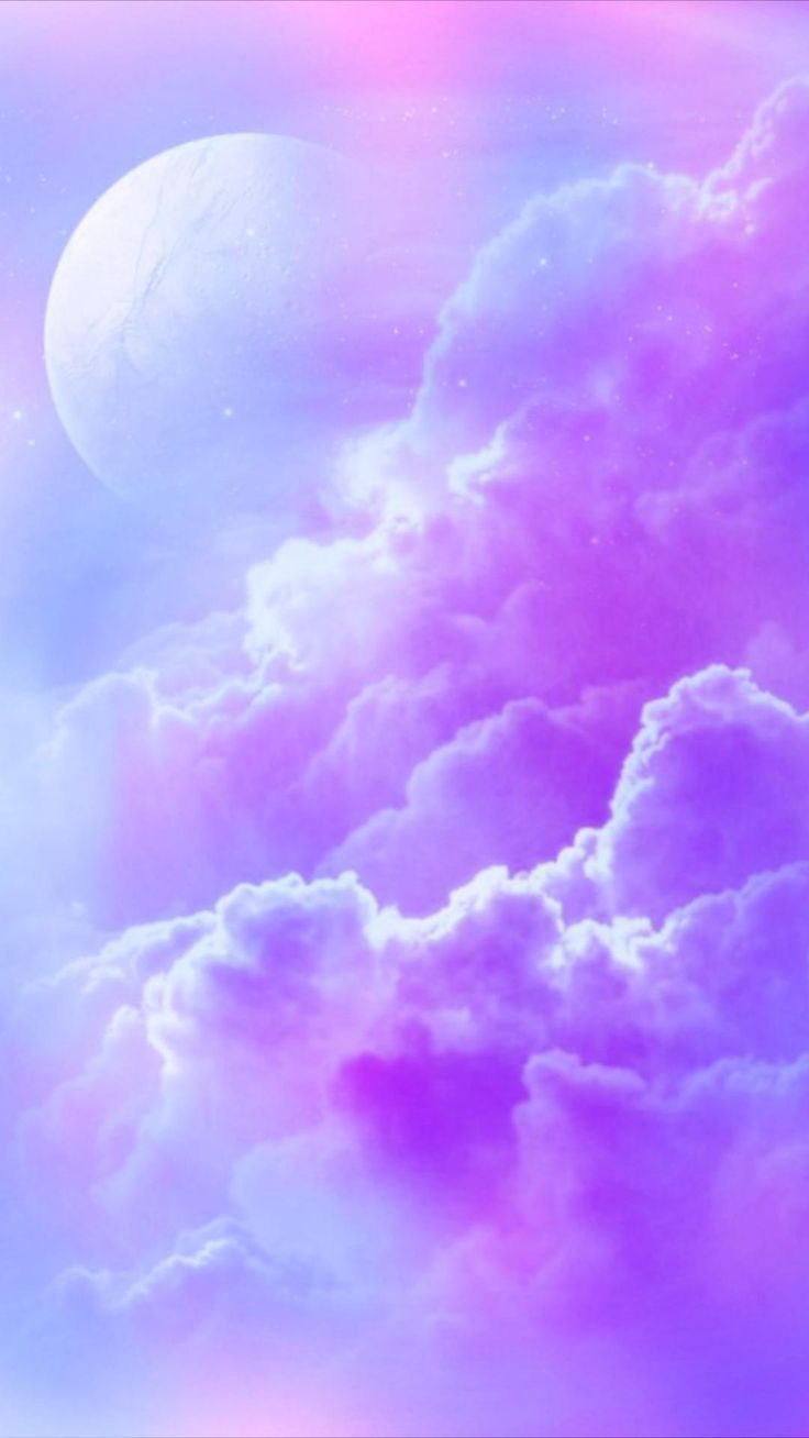 Aesthetic background of a full moon in a purple sky - Galaxy