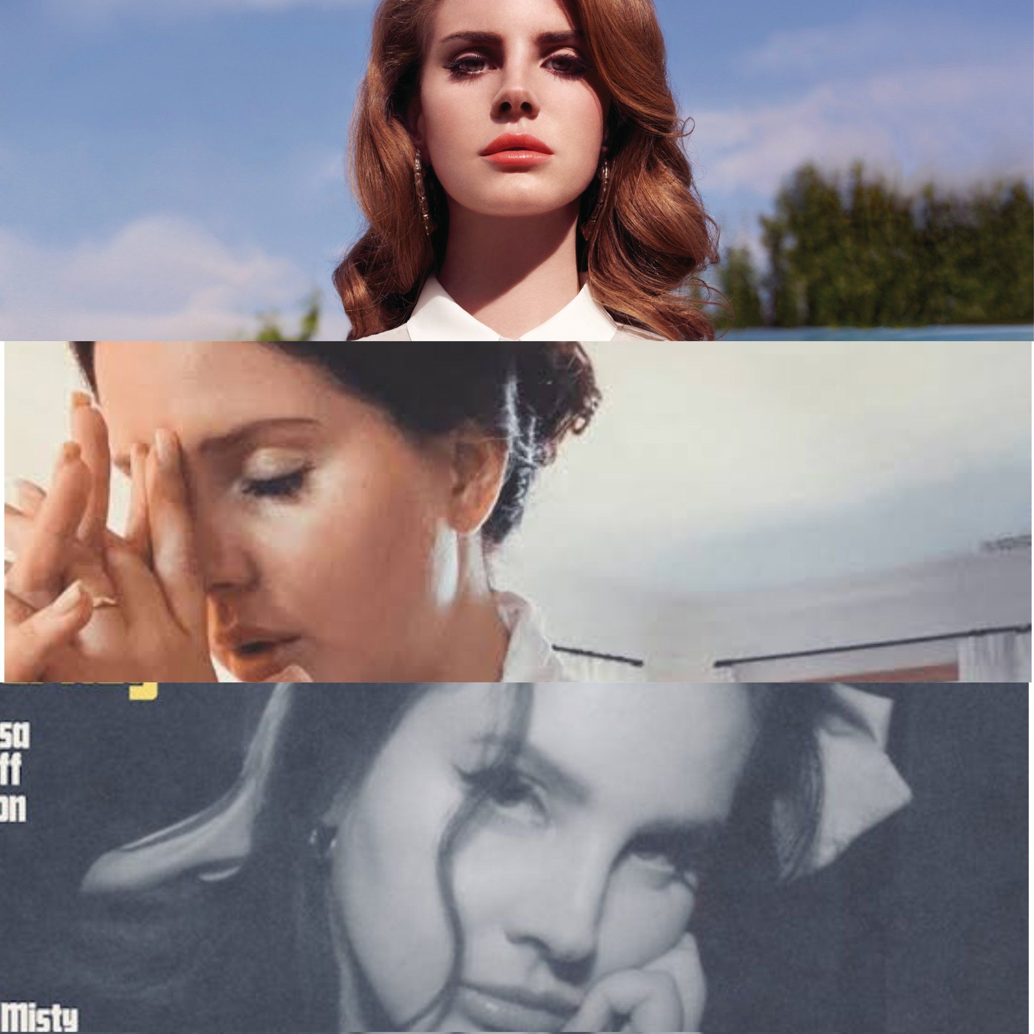 The cover art for the songs So So, It's On, and Misty - Lana Del Rey