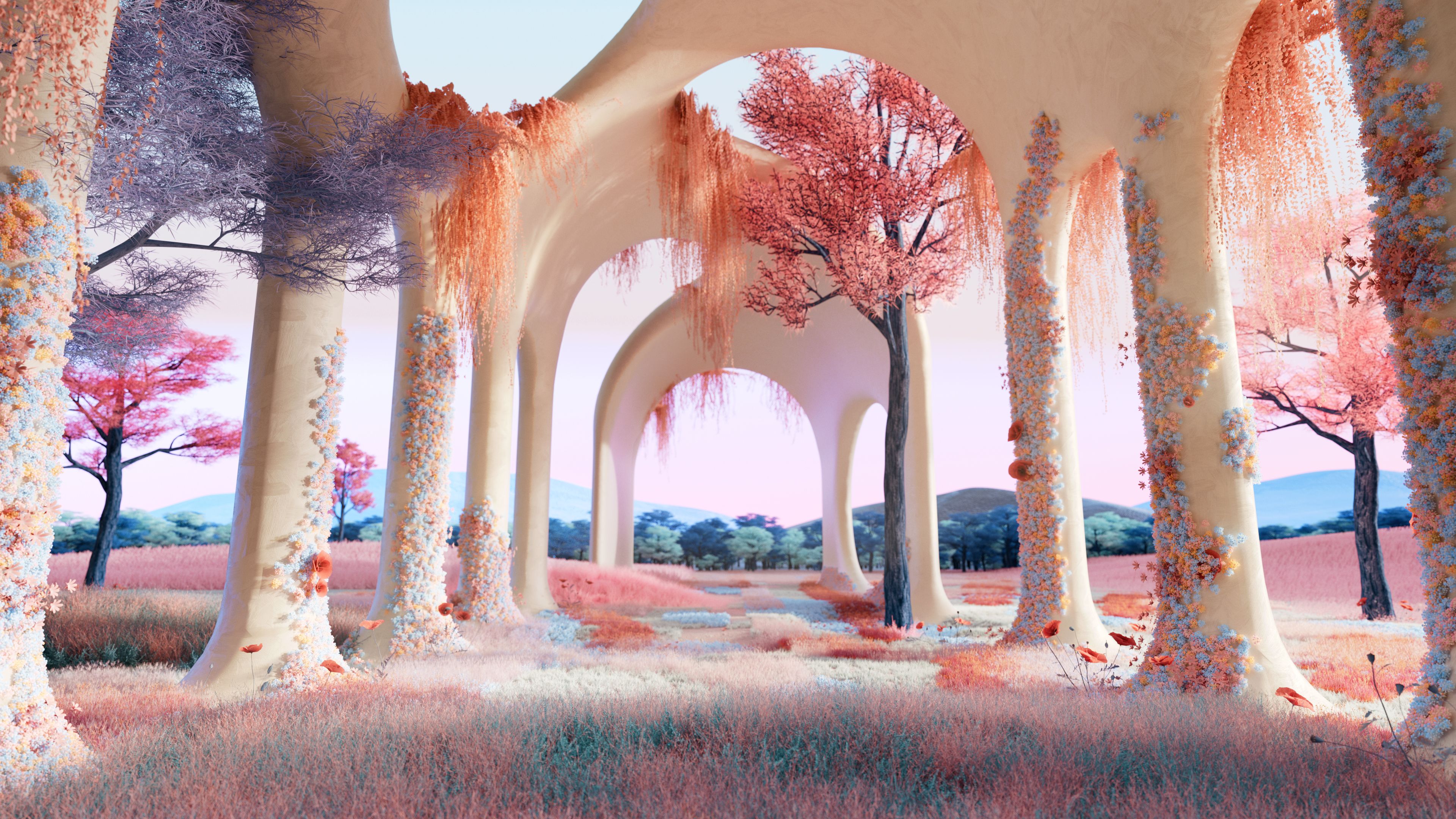 Aesthetic Wallpaper 4K, Outdoor, Modern, Surreal, Archway