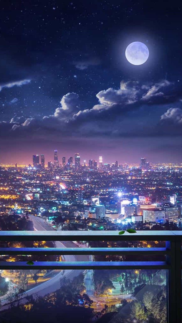 Night cityscape wallpaper for iPhone. Download it on the website. - Outdoors