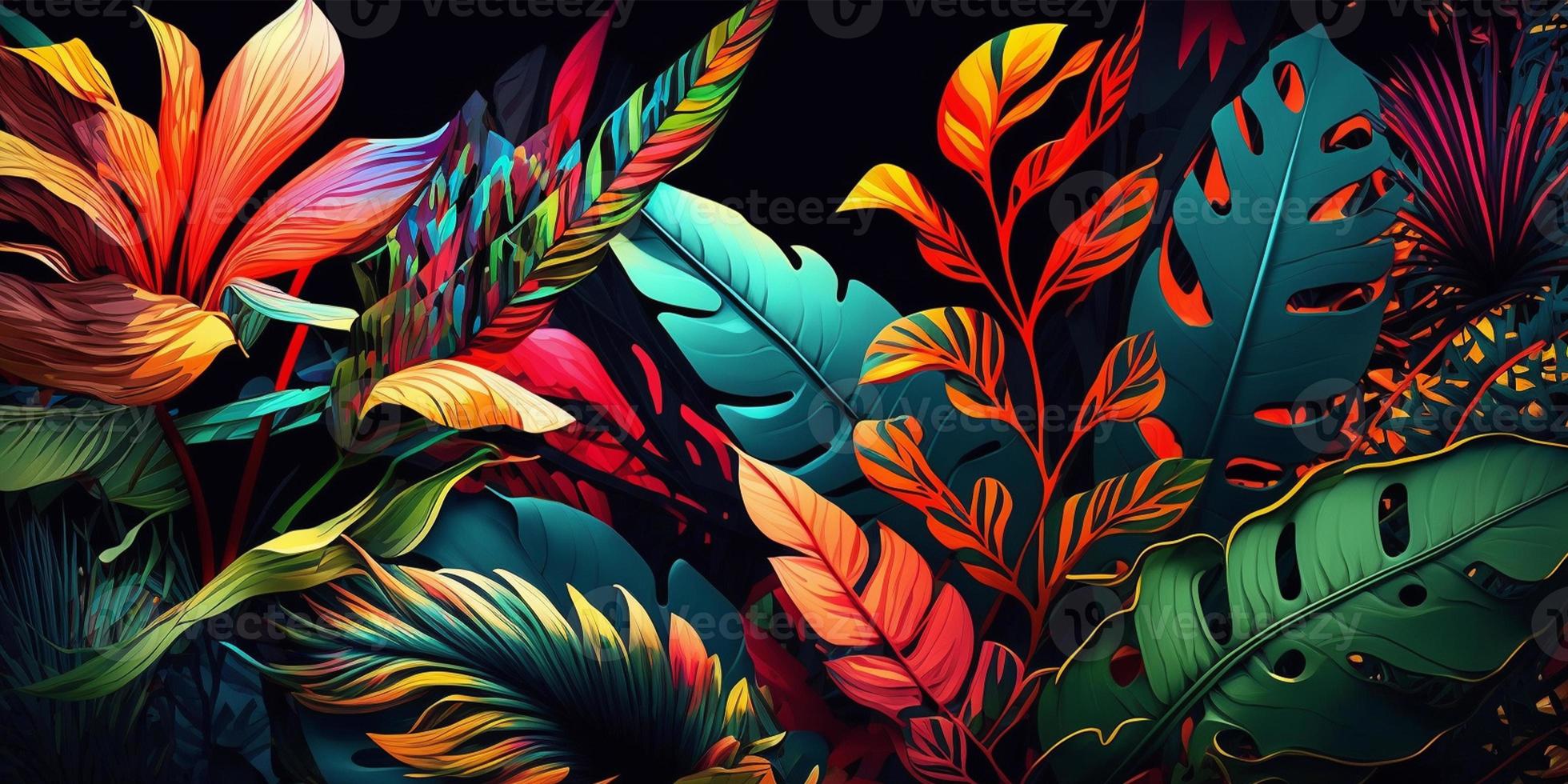 Abstract art colorful botanical