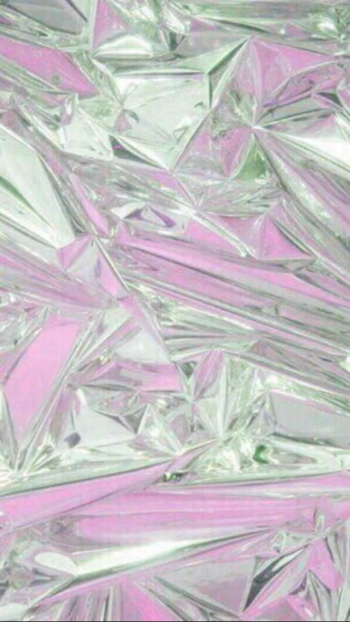 A pink and white background with a design of broken glass - Holographic