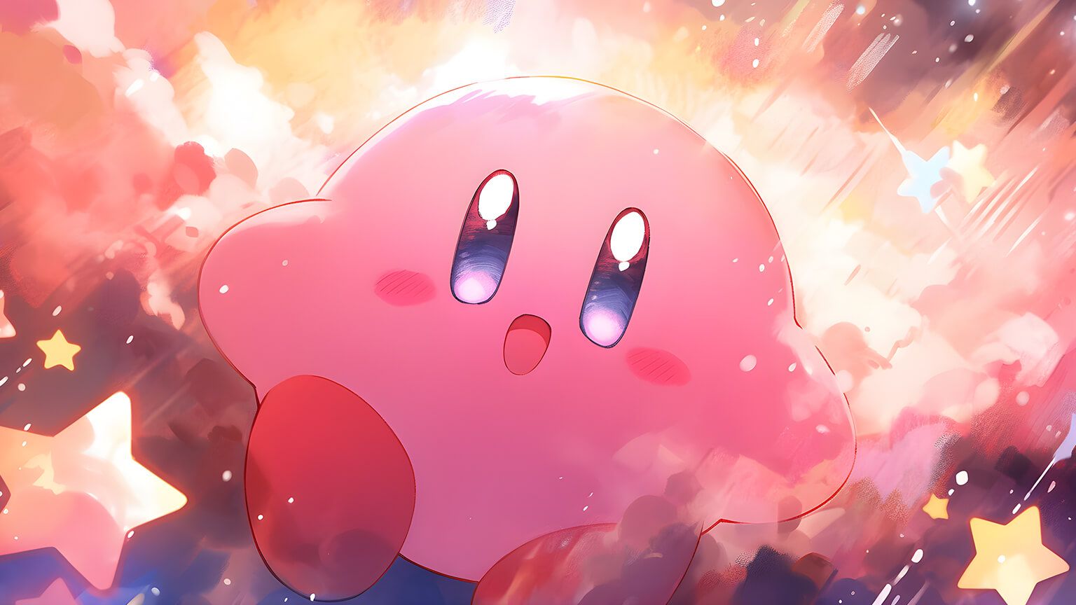 Funny Kirby Stars Art Desktop Wallpaper