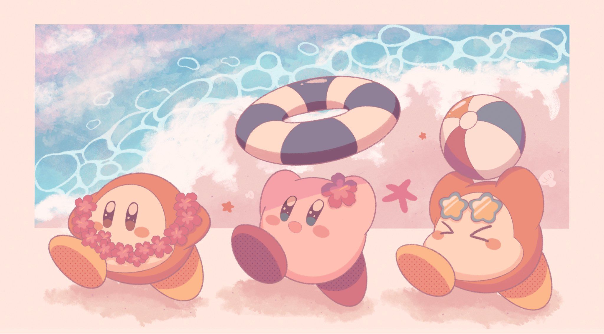 Kirby at the beach wallpaper by pinkiall2000 on deviantart - Kirby