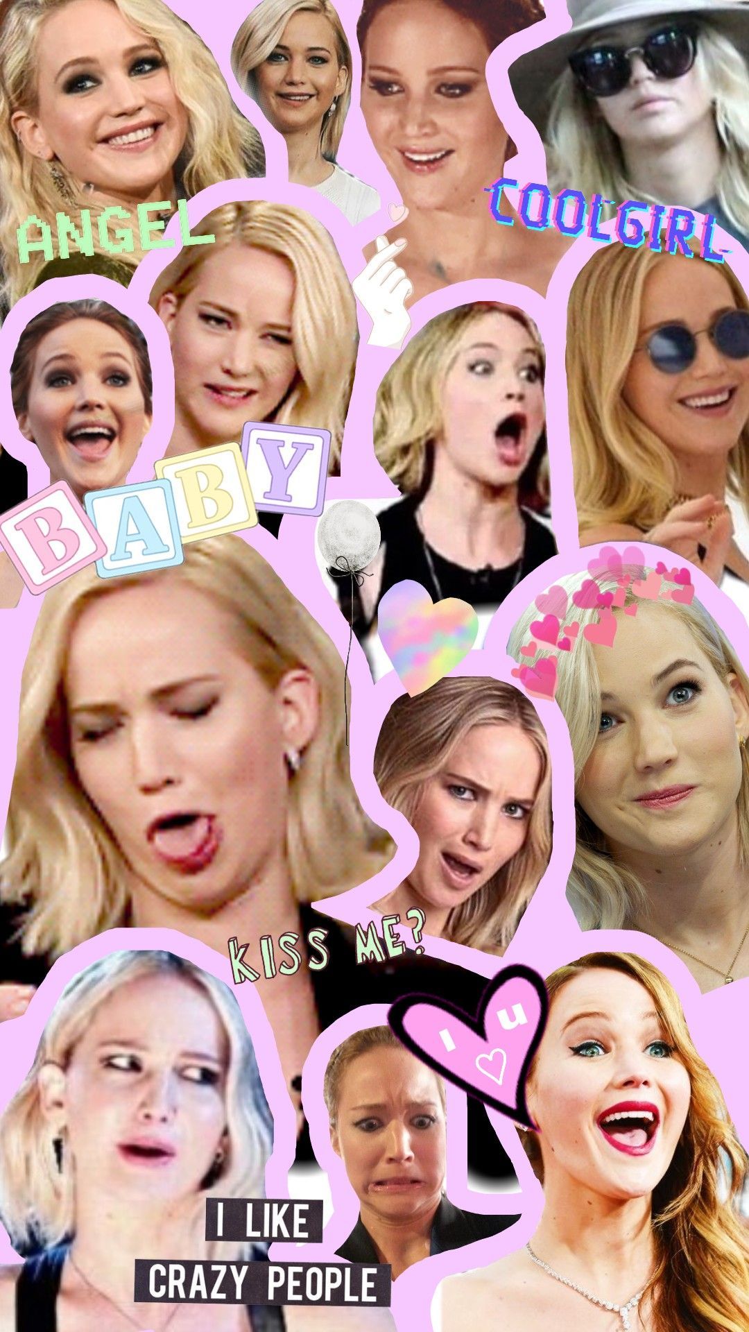 A collection of Jennifer Lawrence's funniest moments captured in one place. From her iconic 'I like crazy people' quote to her famous 'baby' moment, this wallpaper is sure to bring a smile to your face. With 15 tags to describe this image, you can easily categorize it for easy access. - Jennifer Lawrence