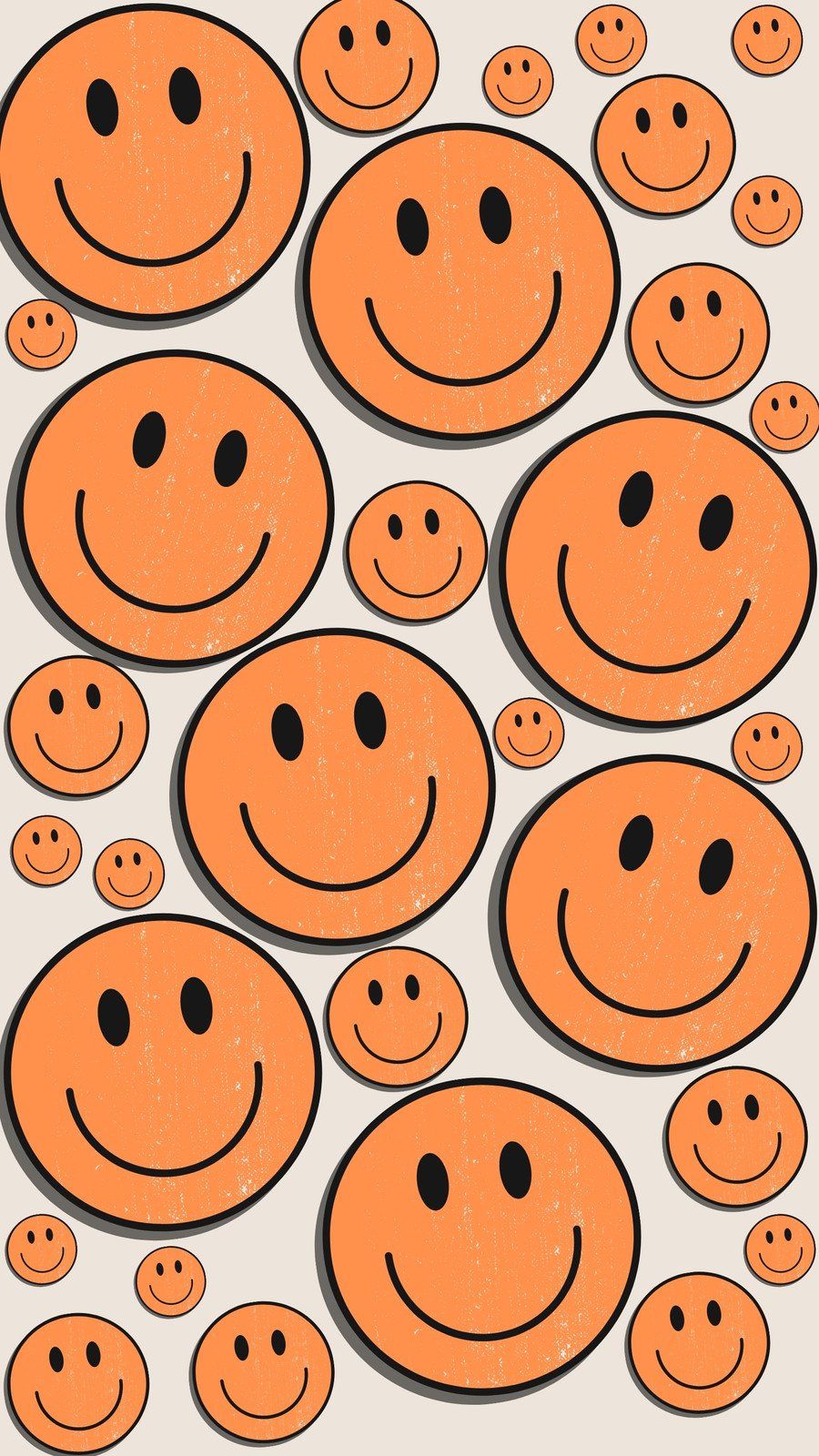 A bunch of orange smiley faces on a white background - Smiley