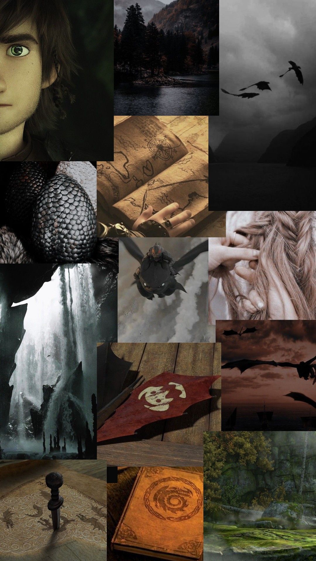 A collage of images from the book series A Court of Thorns and Roses - How to Train Your Dragon
