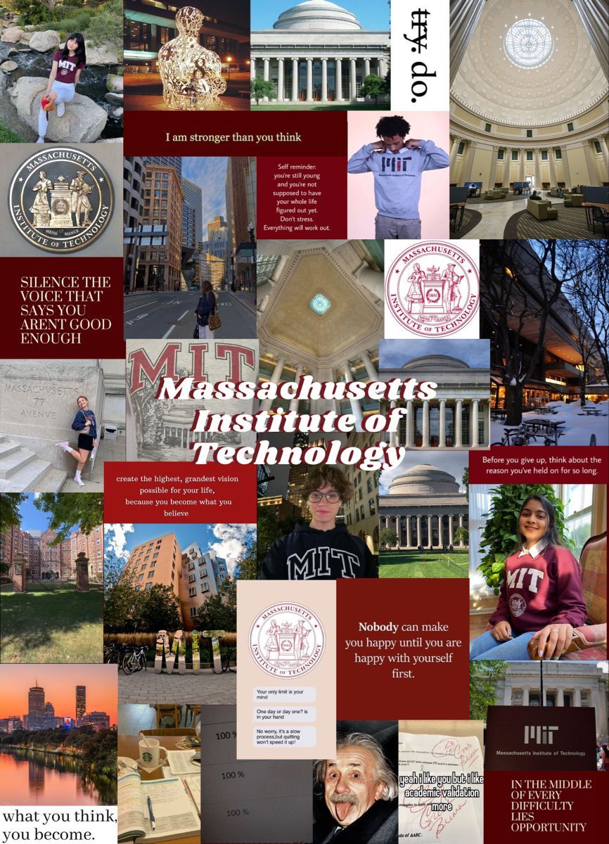 A collage of MIT pictures including the dome, buildings, and students. - Harvard
